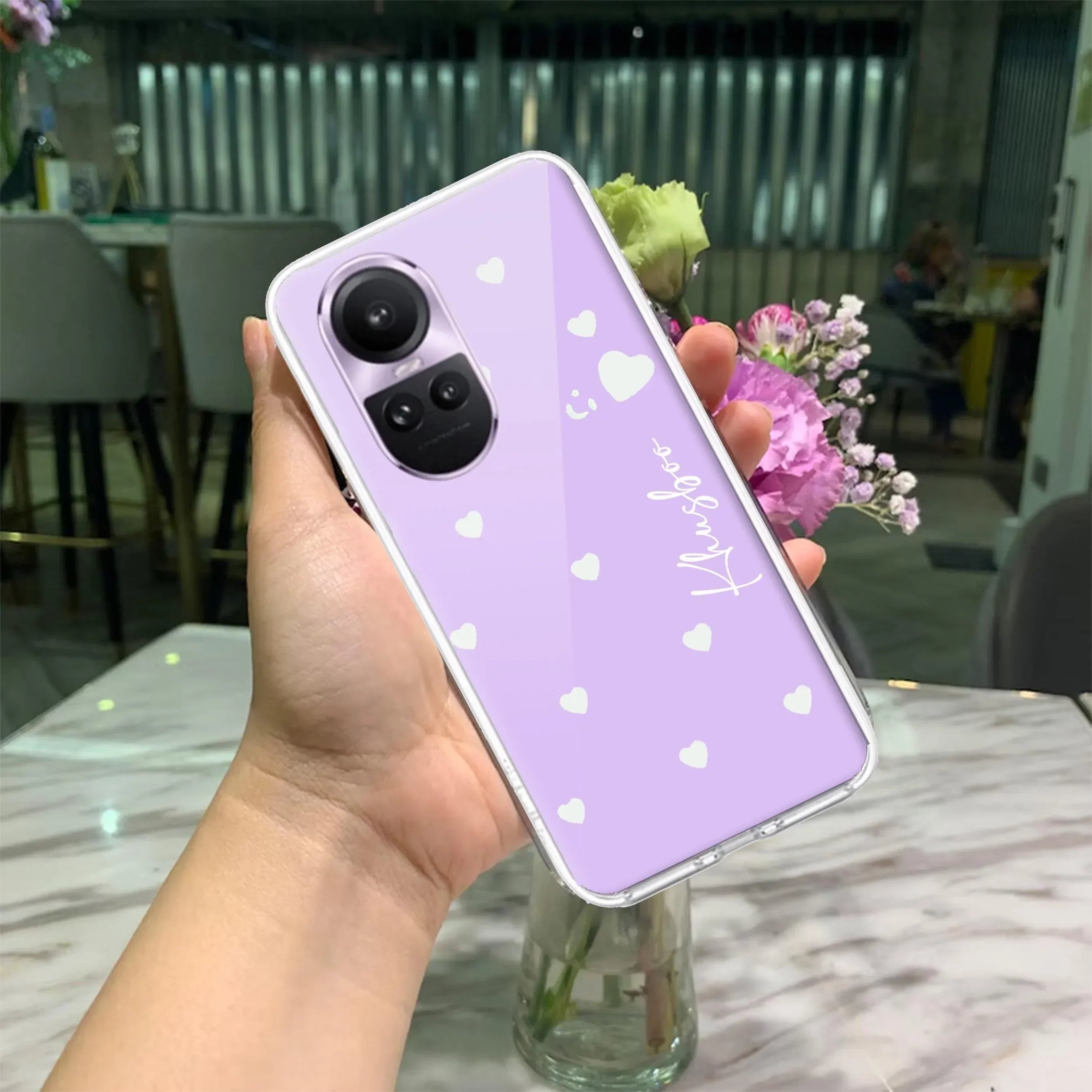 Be Loved Customize Transparent Silicon Case Purple For Oppo Reno 10 5G