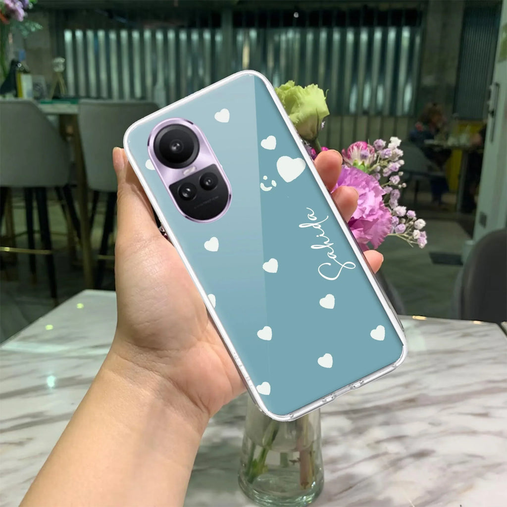 Be Loved Customize Transparent Silicon Case Sky Blue For Oppo Reno 10 5G