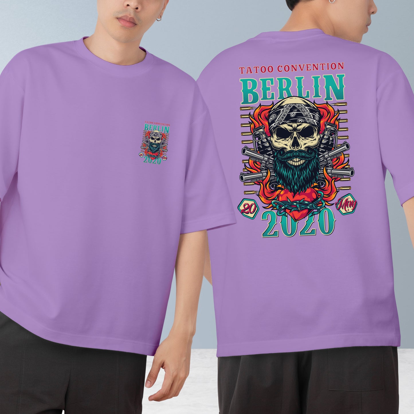 Berlin Tatto Men's Cotton Graphic Print Oversized T-Shirt ShopOnCliQ