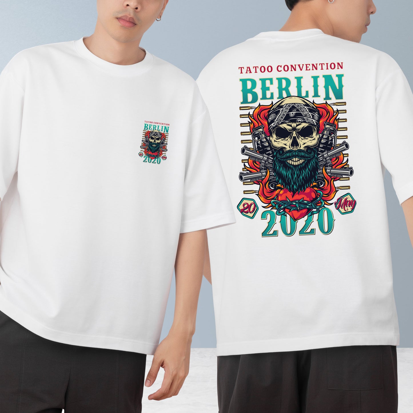 Berlin Tatto Men's Cotton Graphic Print Oversized T-Shirt ShopOnCliQ