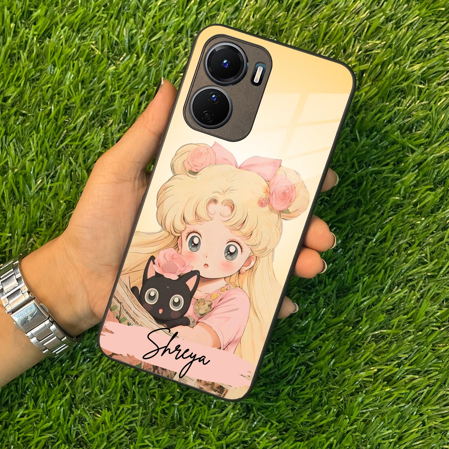 Lovely Sailor Moon Customize Glass Case Cover For Vivo