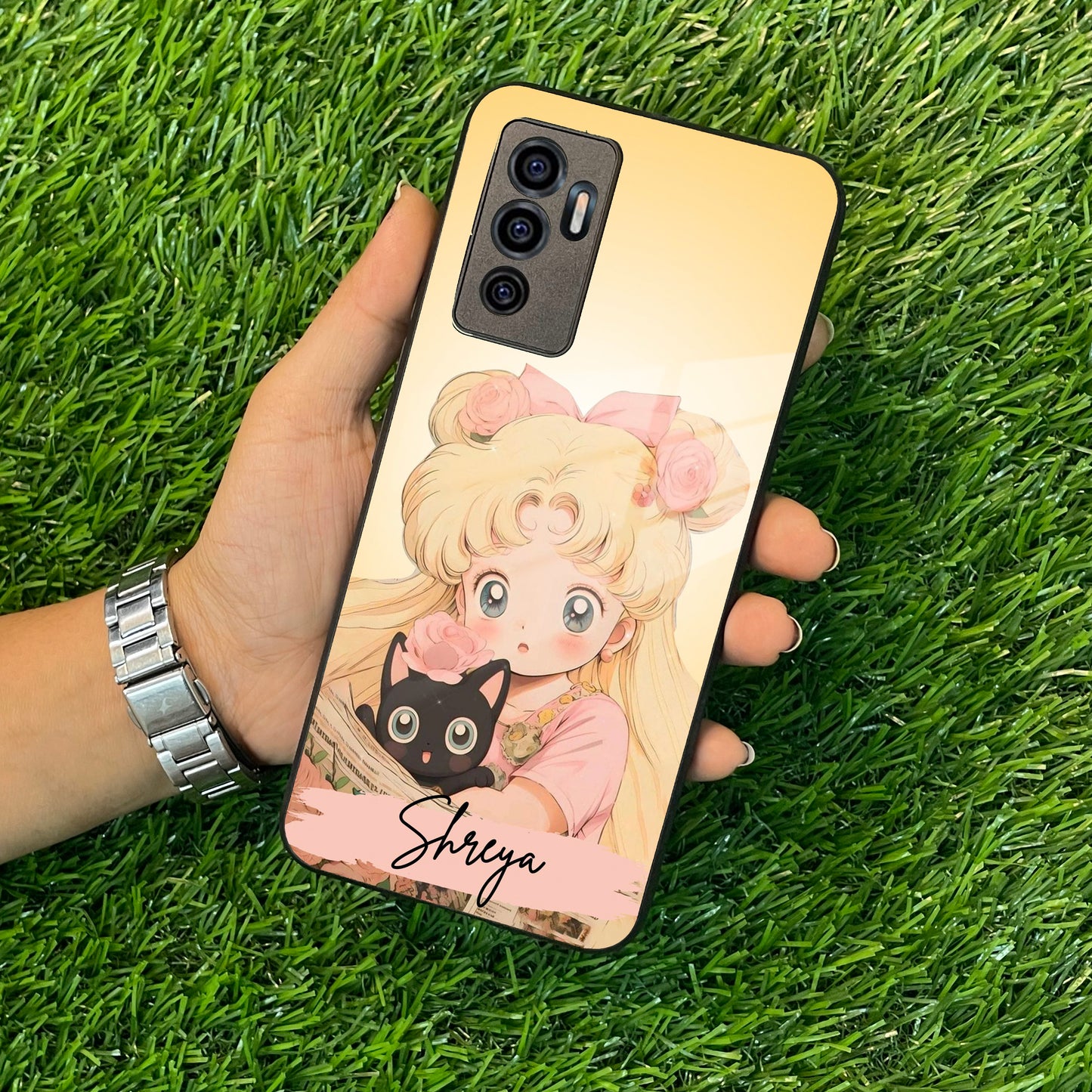 Lovely Sailor Moon Customize Glass Case Cover For Vivo