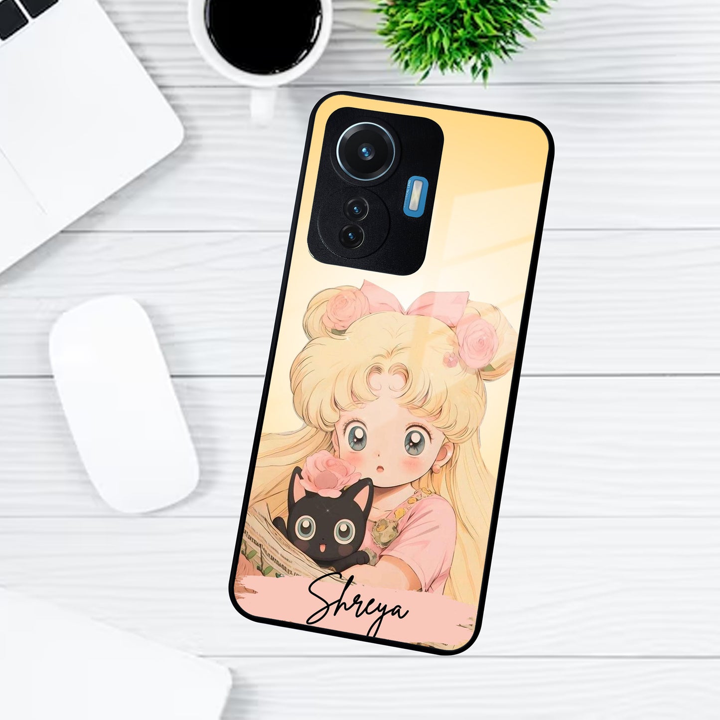 Lovely Sailor Moon Customize Glass Case Cover For Vivo