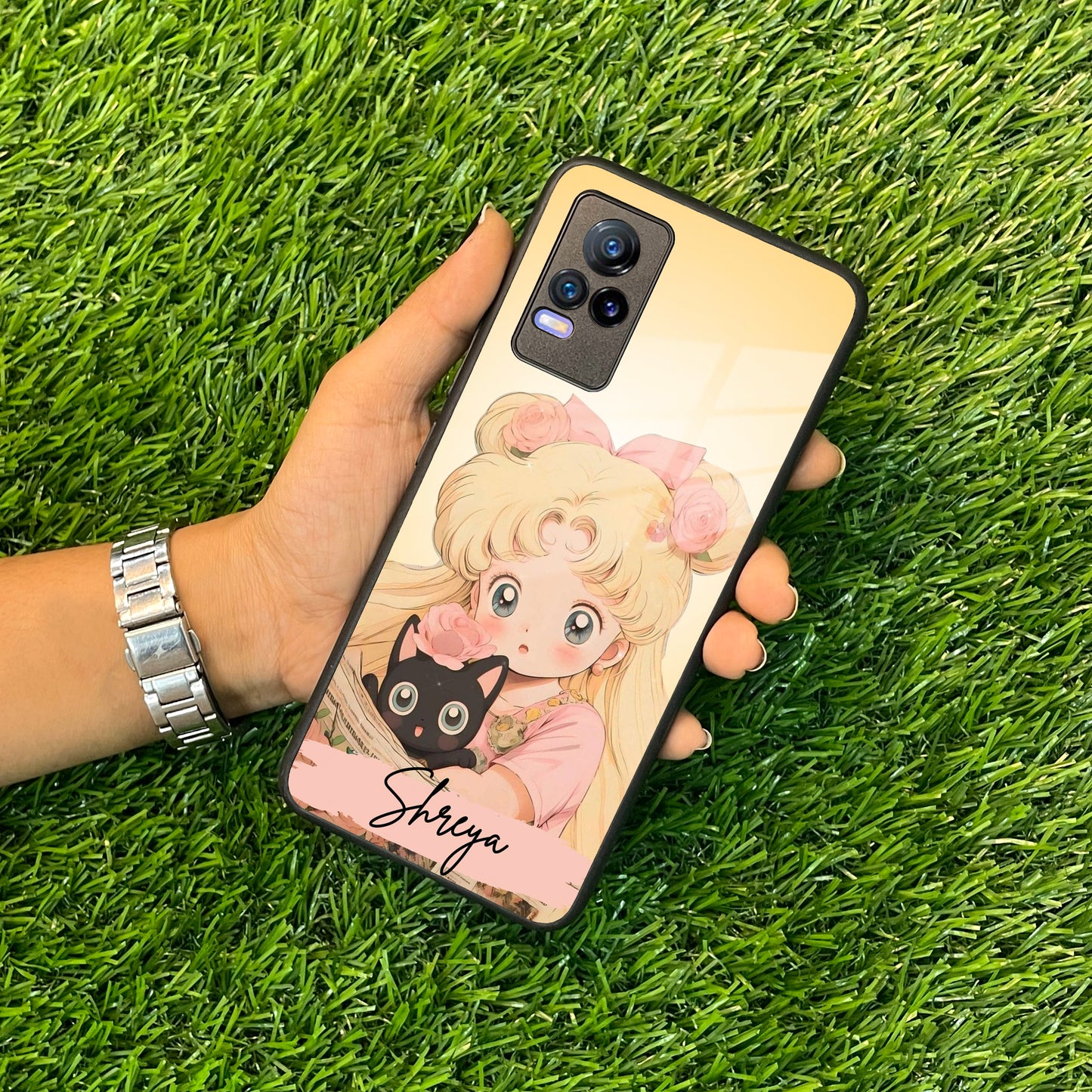 Lovely Sailor Moon Customize Glass Case Cover For Vivo