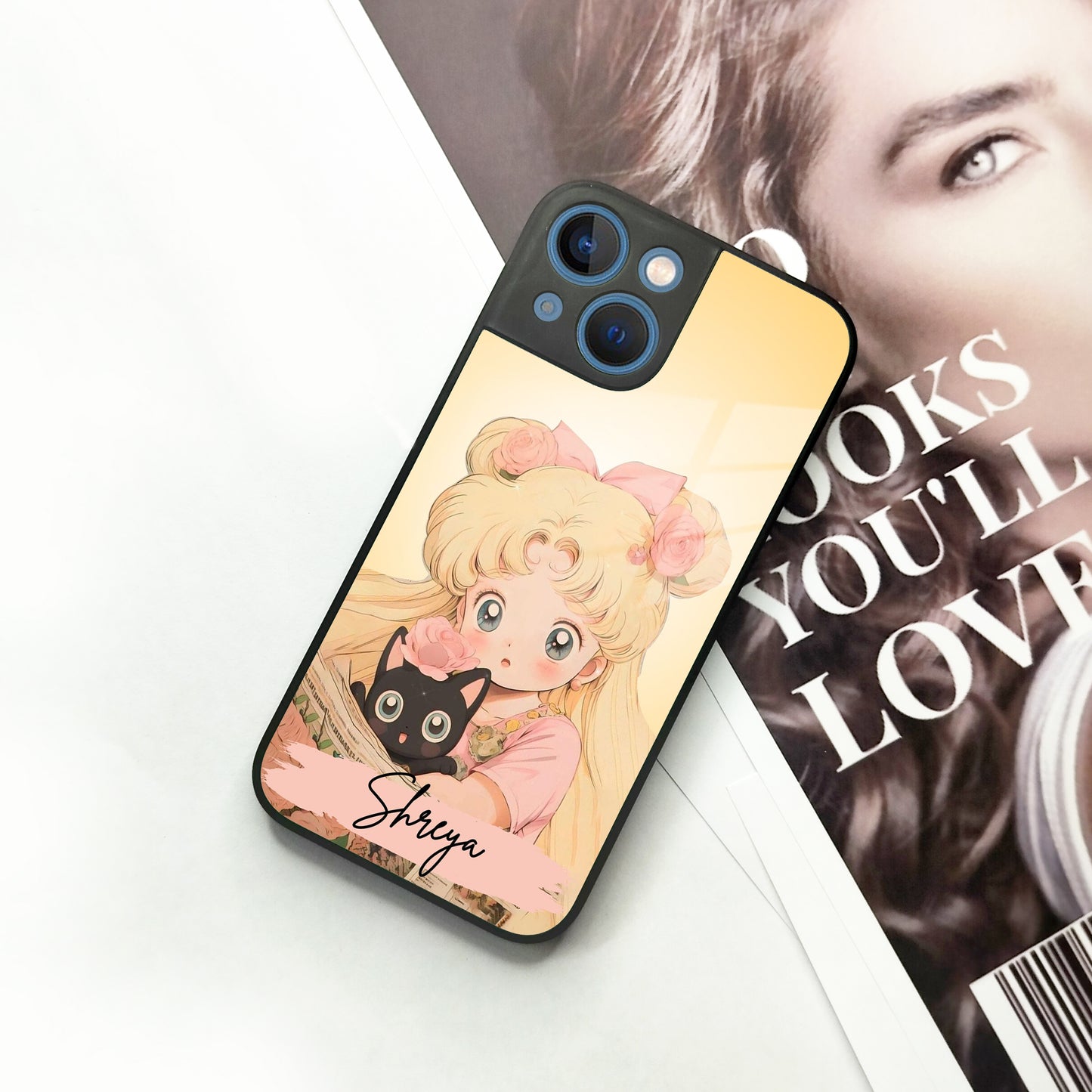 Lovely Sailor Moon Customize Glass Case Cover For iPhone