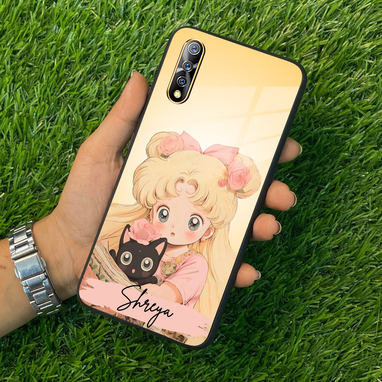 Lovely Sailor Moon Customize Glass Case Cover For Vivo