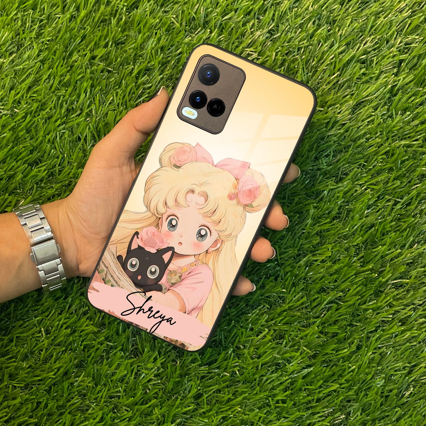 Lovely Sailor Moon Customize Glass Case Cover For Vivo