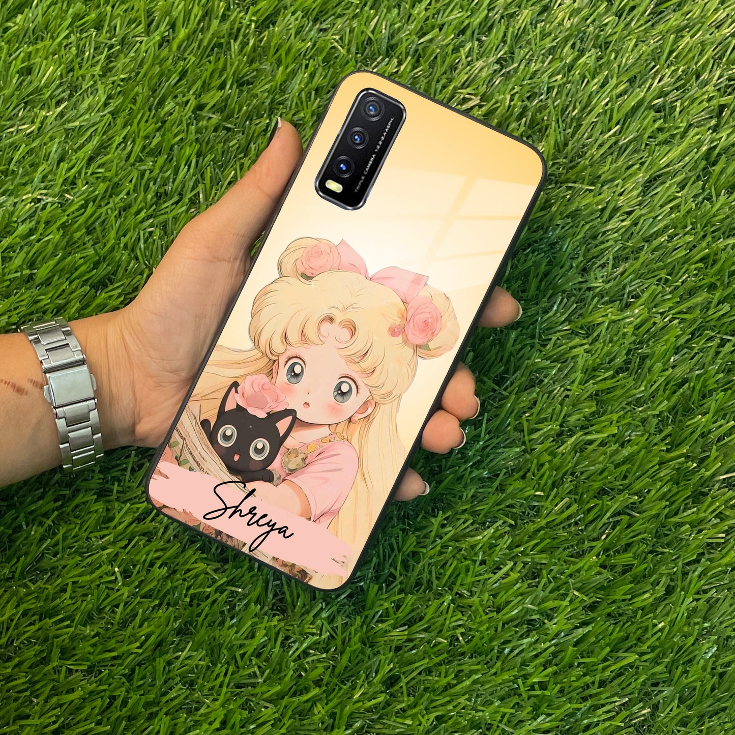 Lovely Sailor Moon Customize Glass Case Cover For Vivo