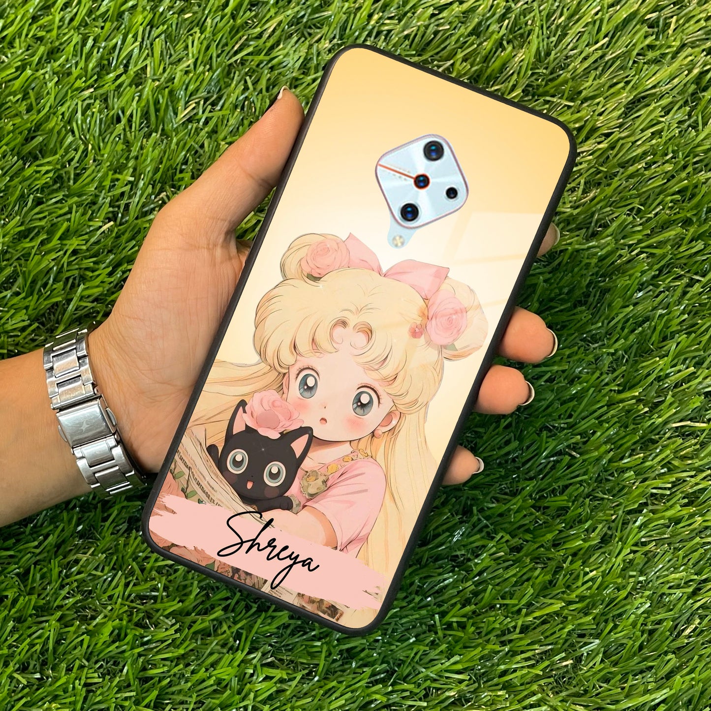 Lovely Sailor Moon Customize Glass Case Cover For Vivo