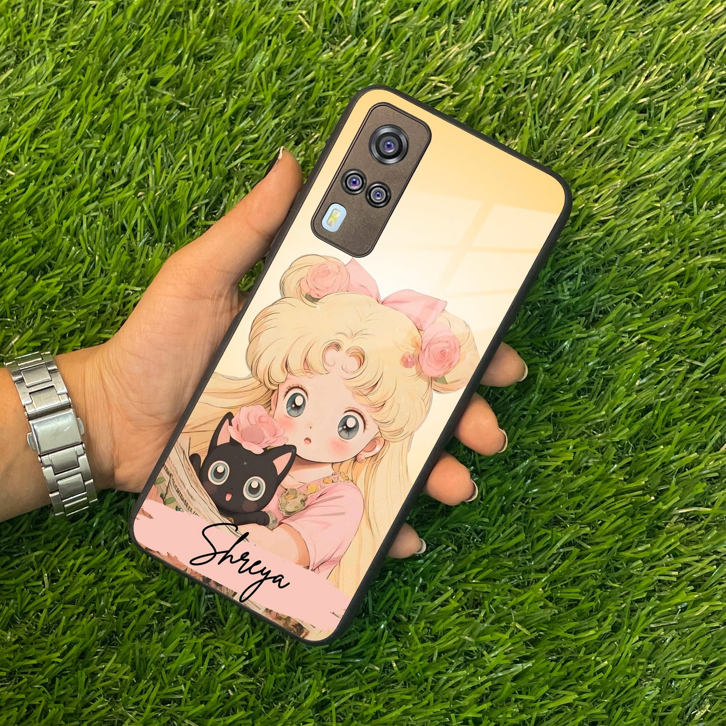 Lovely Sailor Moon Customize Glass Case Cover For Vivo