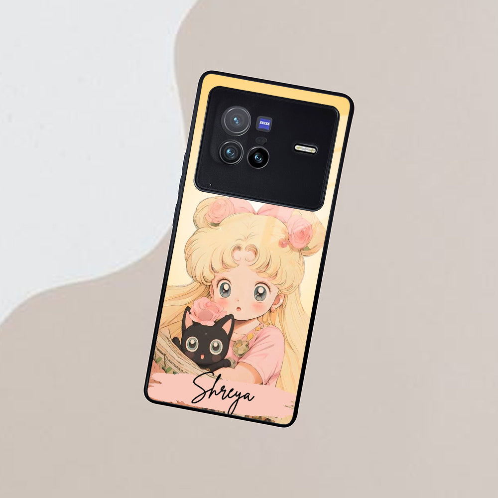 Lovely Sailor Moon Customize Glass Case Cover For Vivo