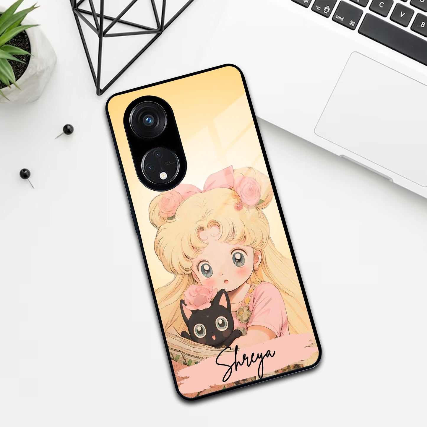 Lovely Sailor Moon Customize Glass Case Cover For Oppo