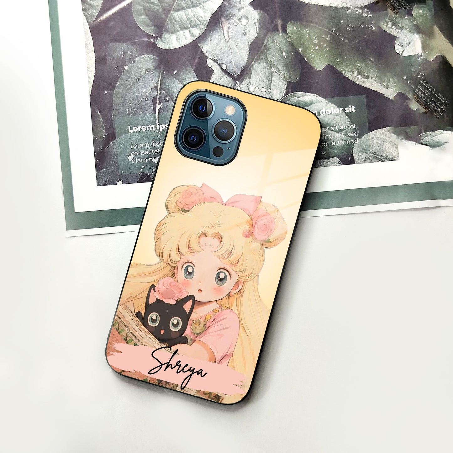 Lovely Sailor Moon Customize Glass Case Cover For iPhone
