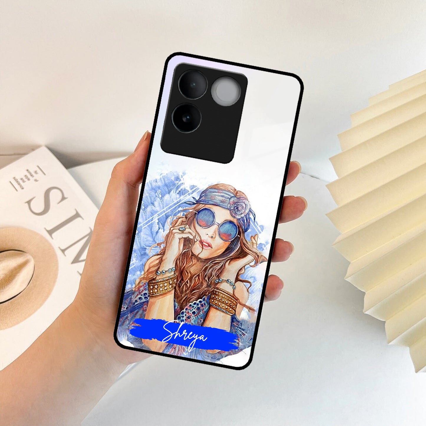 Bindass Babe Customize Glass Case Cover For Vivo