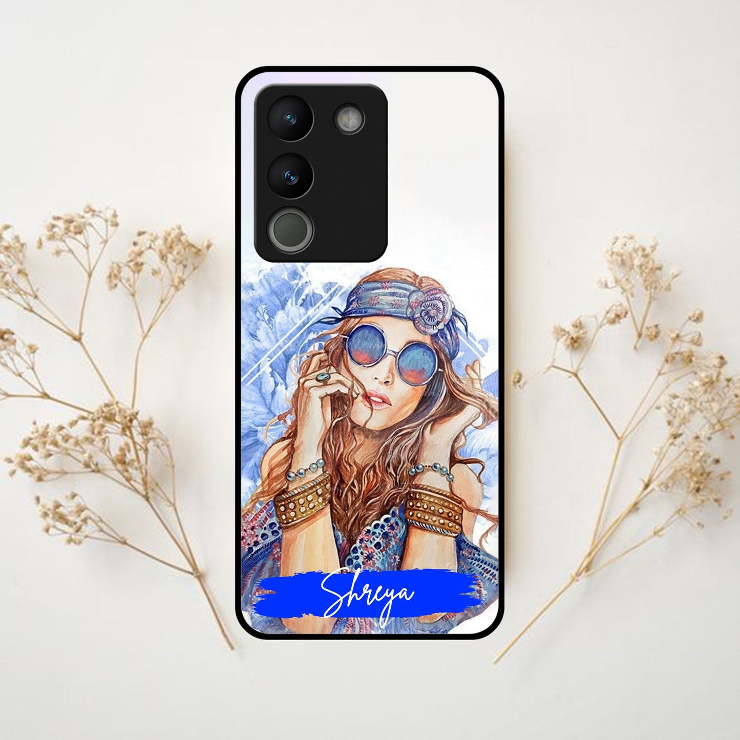 Bindass Babe Customize Glass Case Cover For Vivo