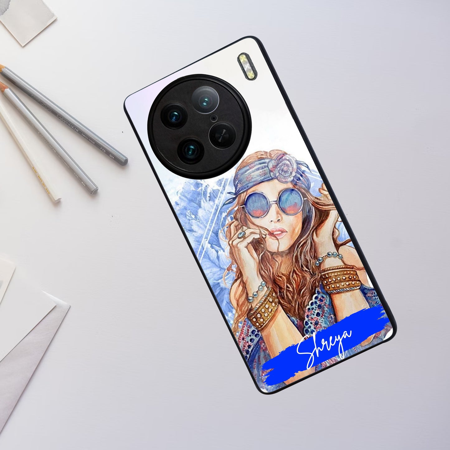 Bindass Babe Customize Glass Case Cover For Vivo