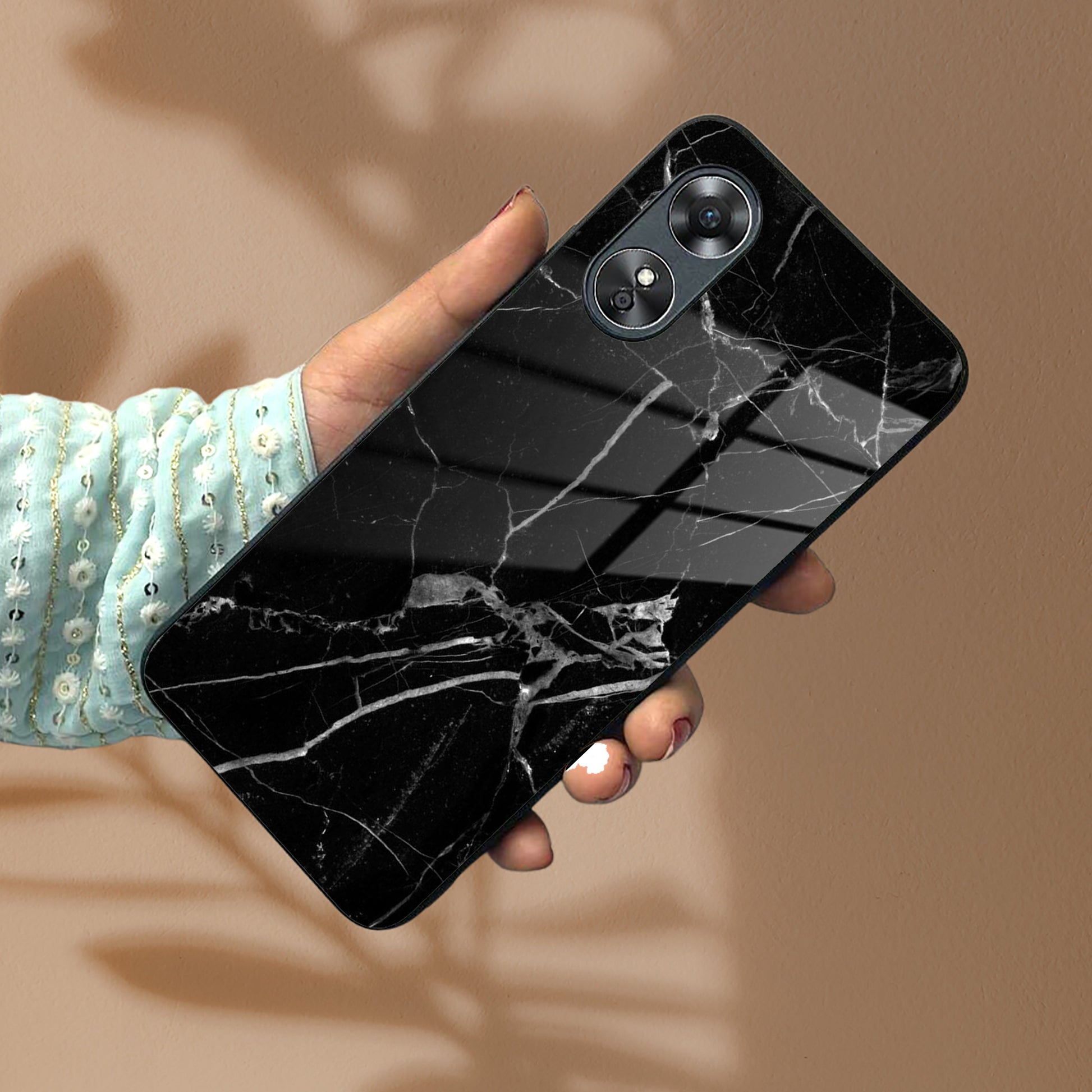 Black Marble Patter Glass Case Cover For Oppo ShopOnCliQ