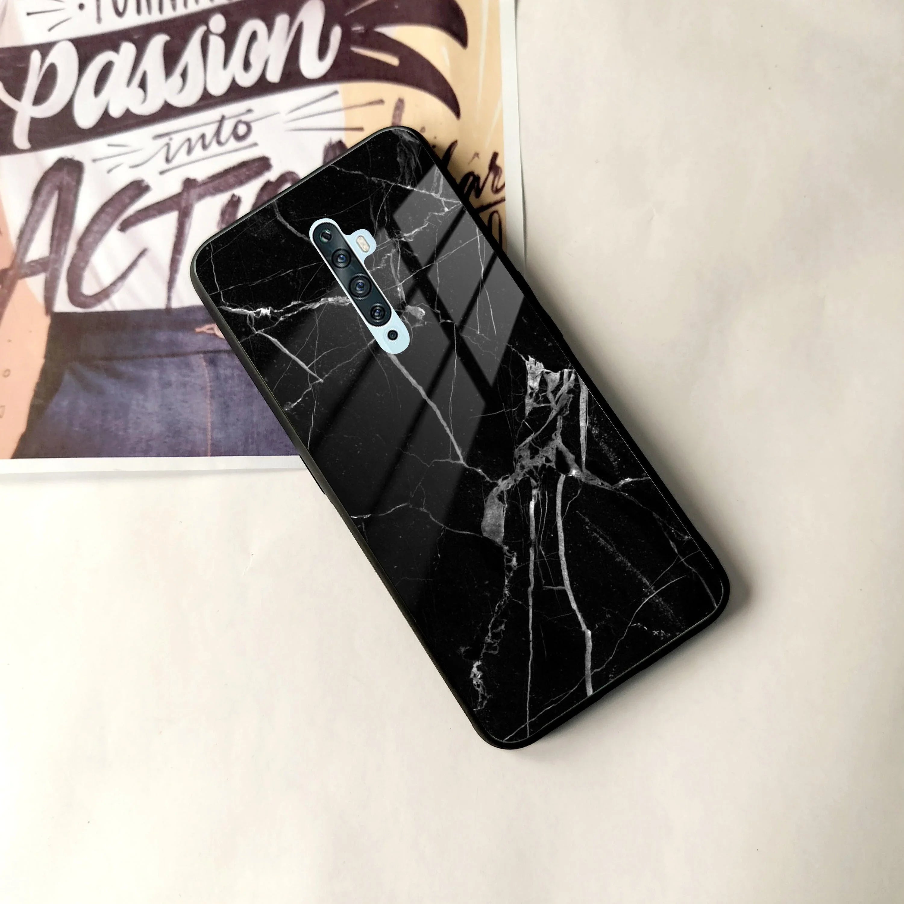 Black Marble Patter Glass Case Cover For Oppo - ShopOnCliQ