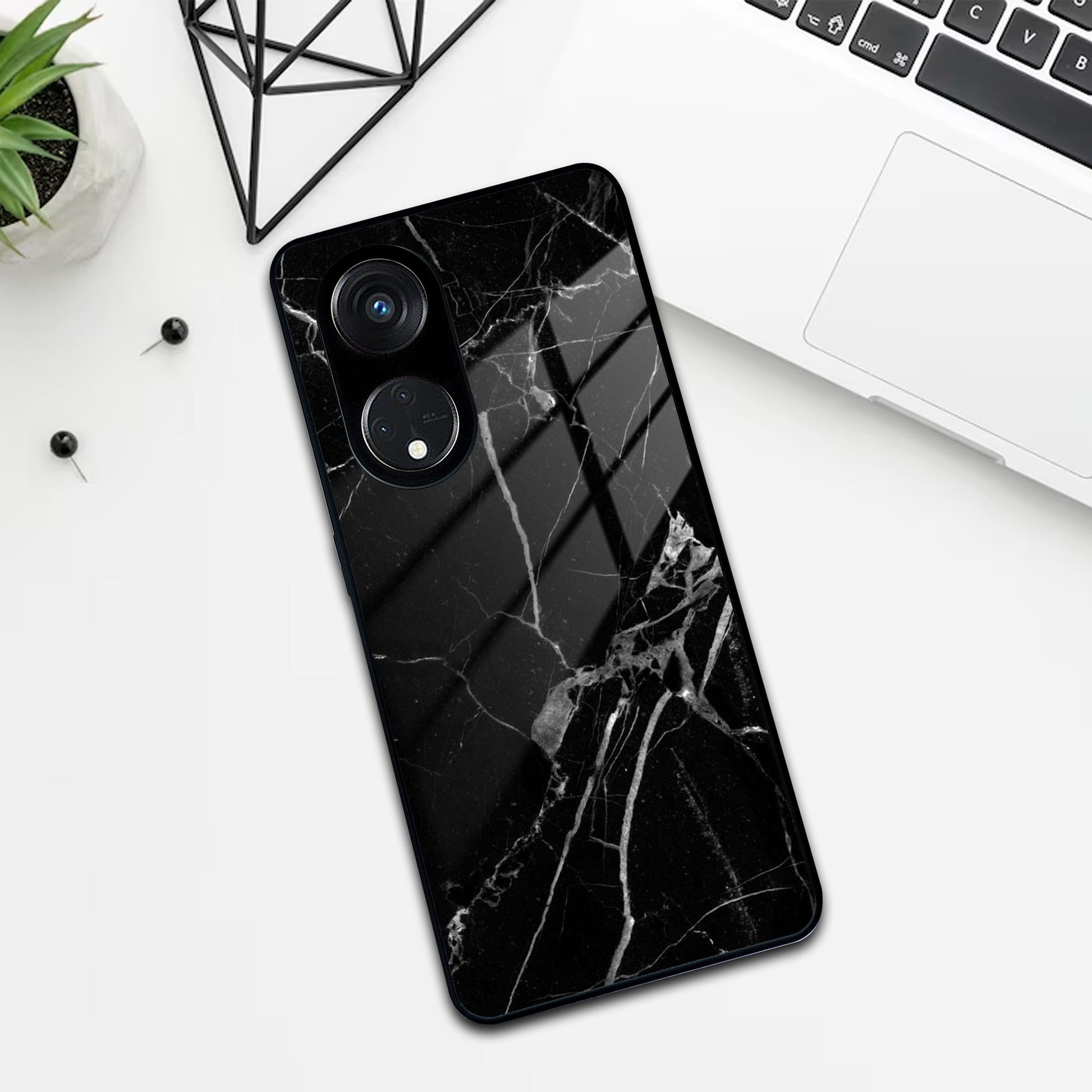 Black Marble Patter Glass Case Cover For Oppo ShopOnCliQ