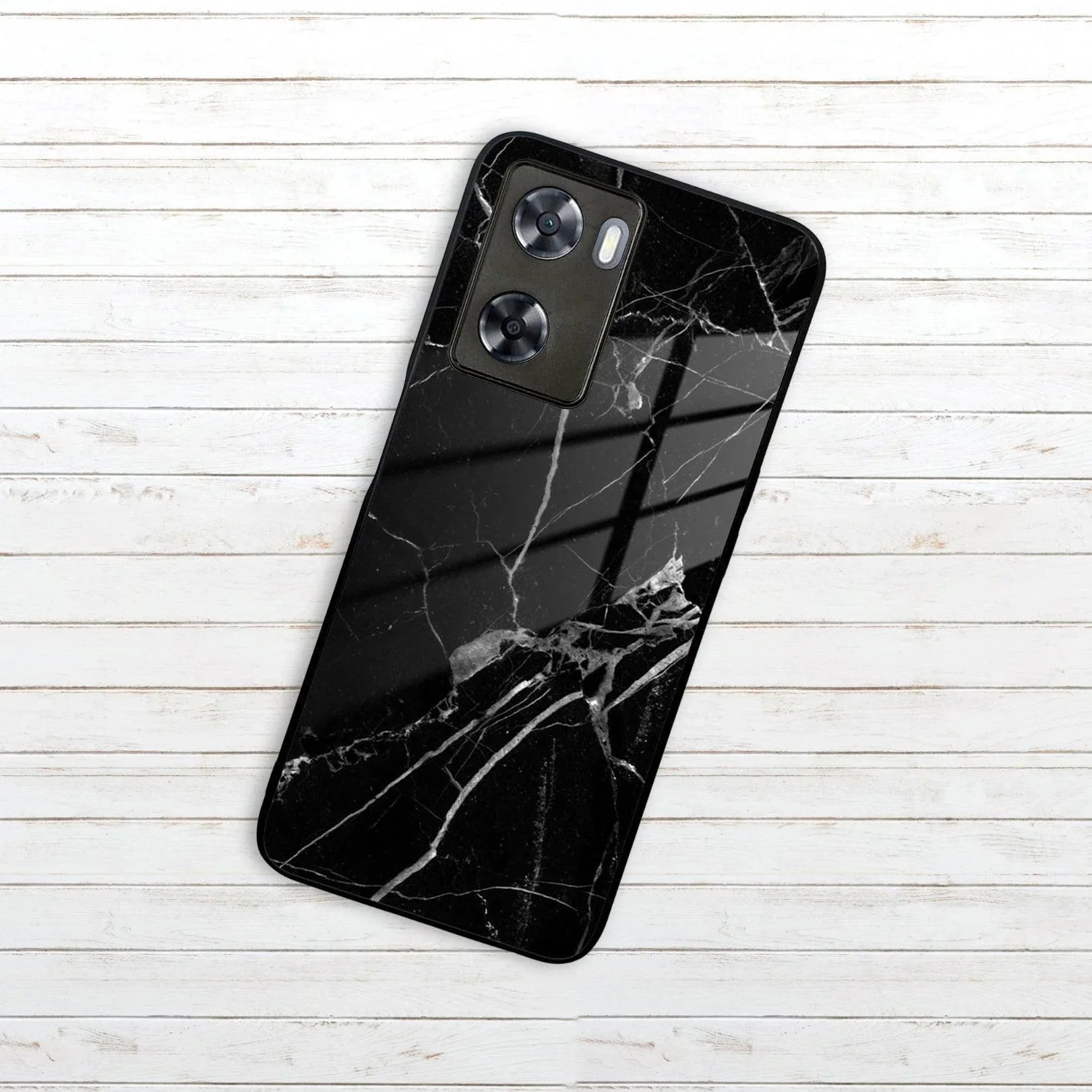 Black Marble Patter Glass Case Cover For Oppo - ShopOnCliQ