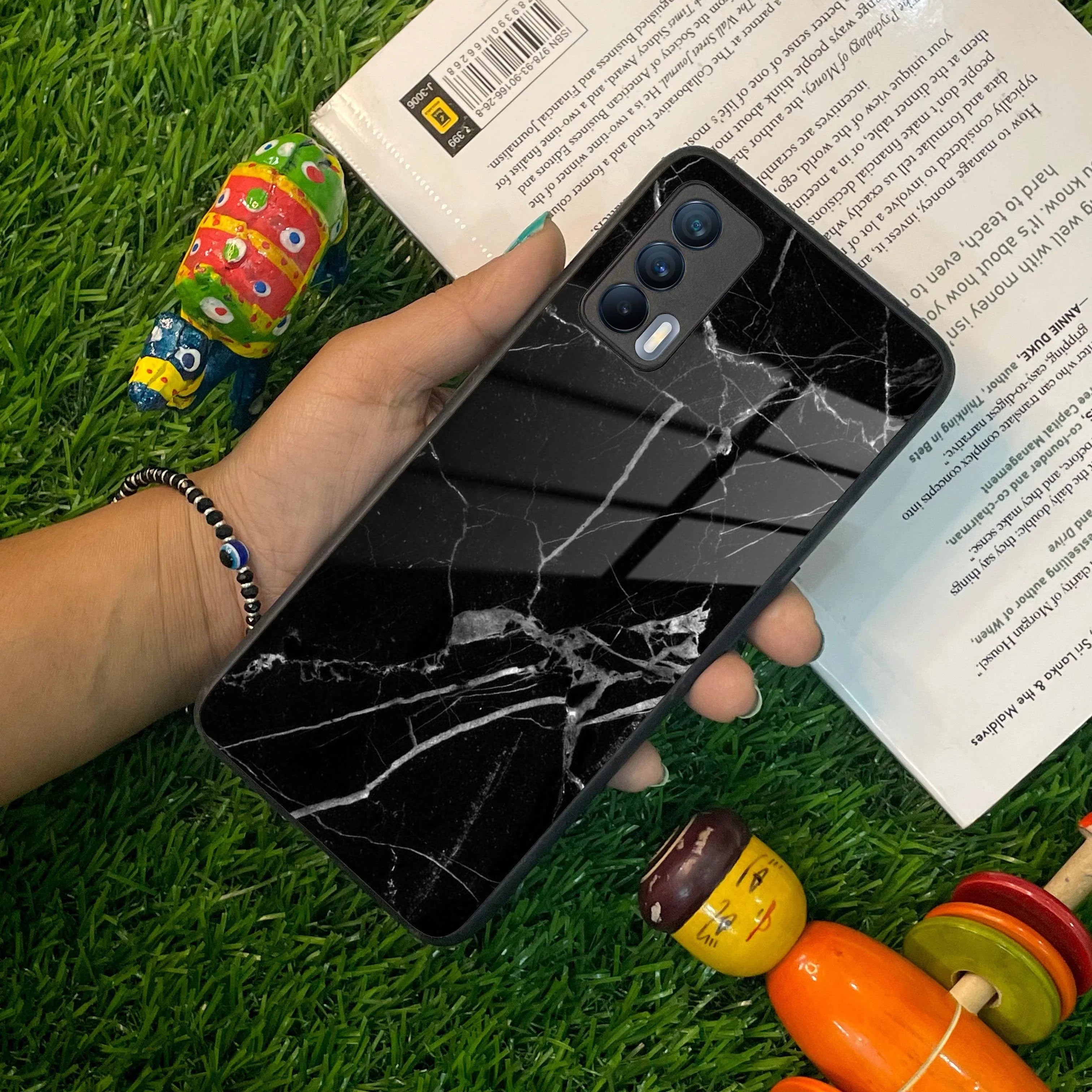 Black Marble Patter Glass Case Cover For Realme/Narzo - ShopOnCliQ