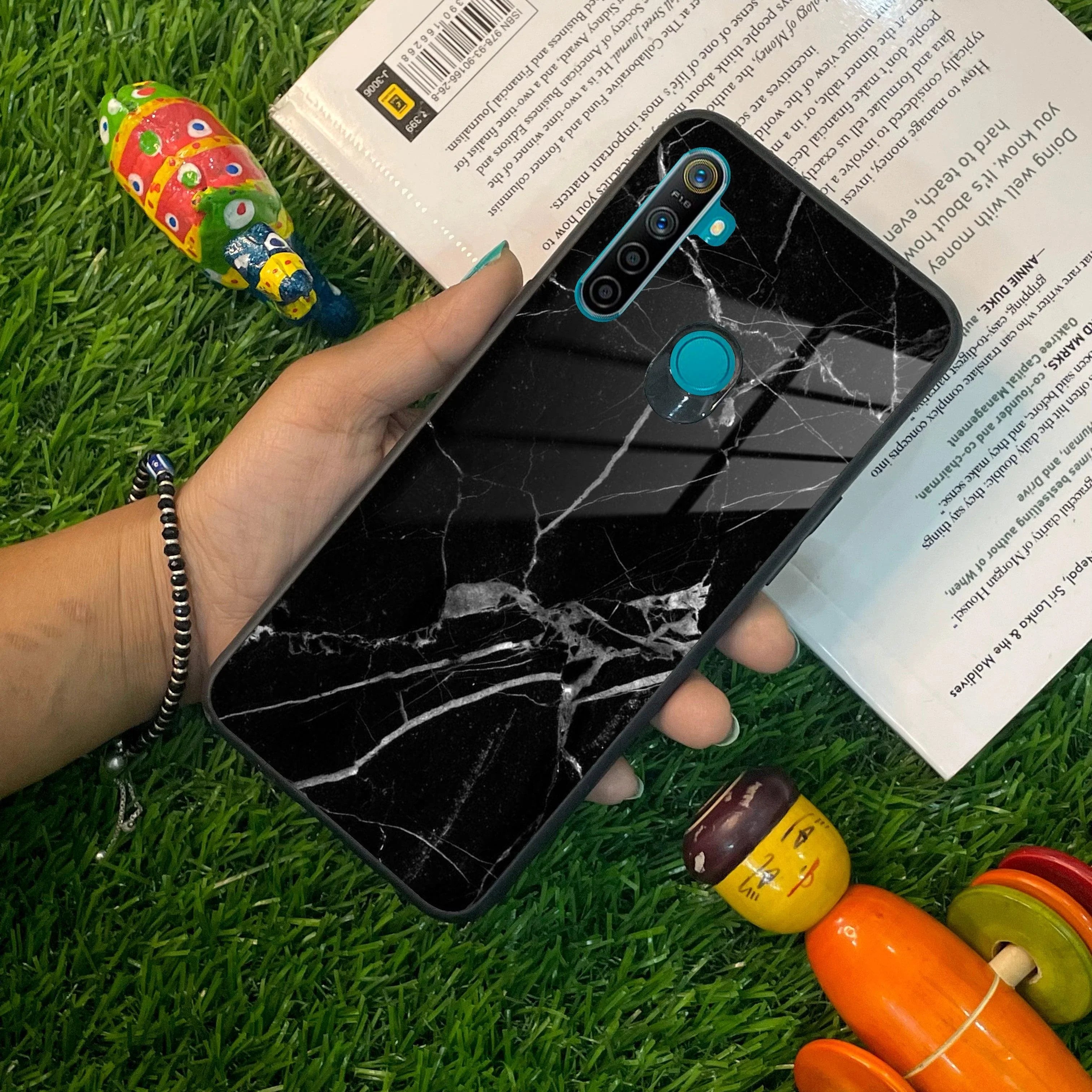 Black Marble Patter Glass Case Cover For Realme/Narzo - ShopOnCliQ