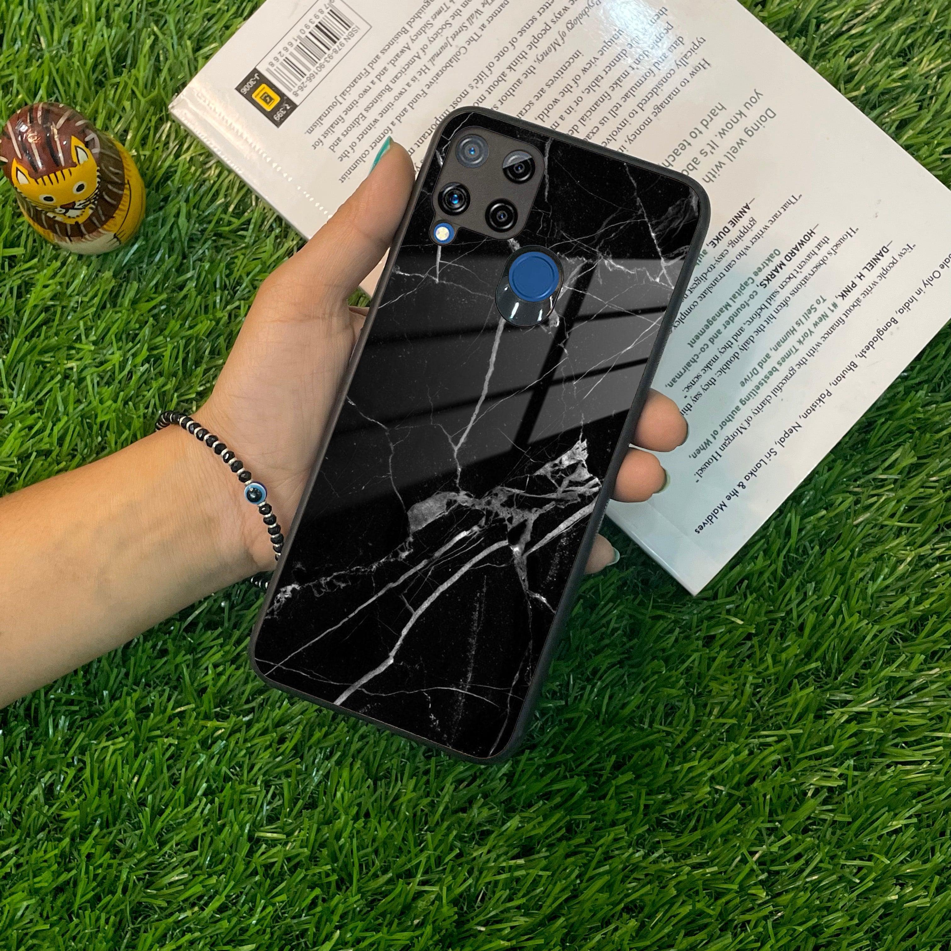 Black Marble Patter Glass Case Cover For Realme/Narzo - ShopOnCliQ