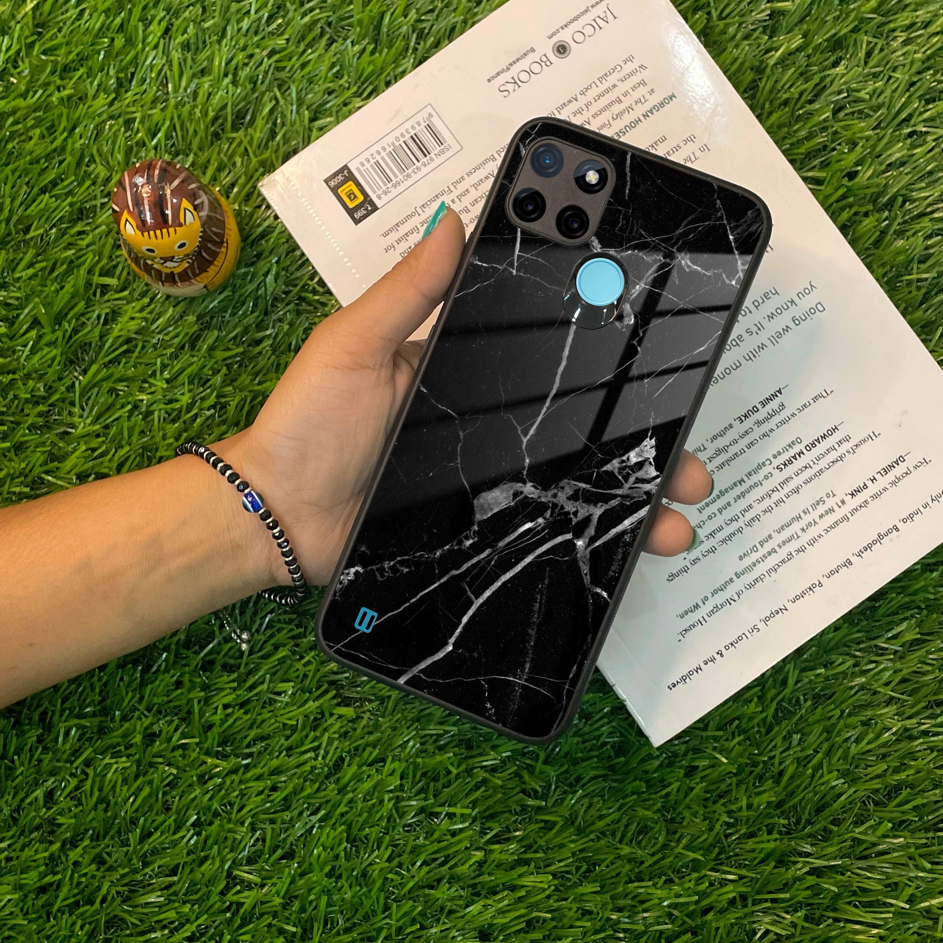 Black Marble Patter Glass Case Cover For Realme/Narzo - ShopOnCliQ