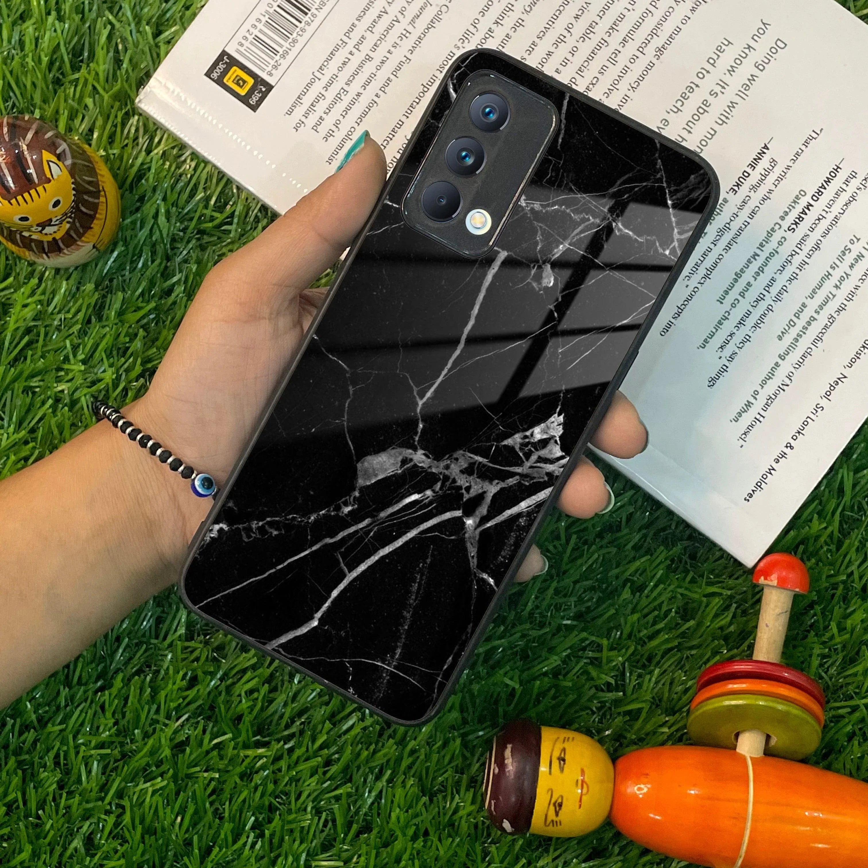 Black Marble Patter Glass Case Cover For Realme/Narzo - ShopOnCliQ