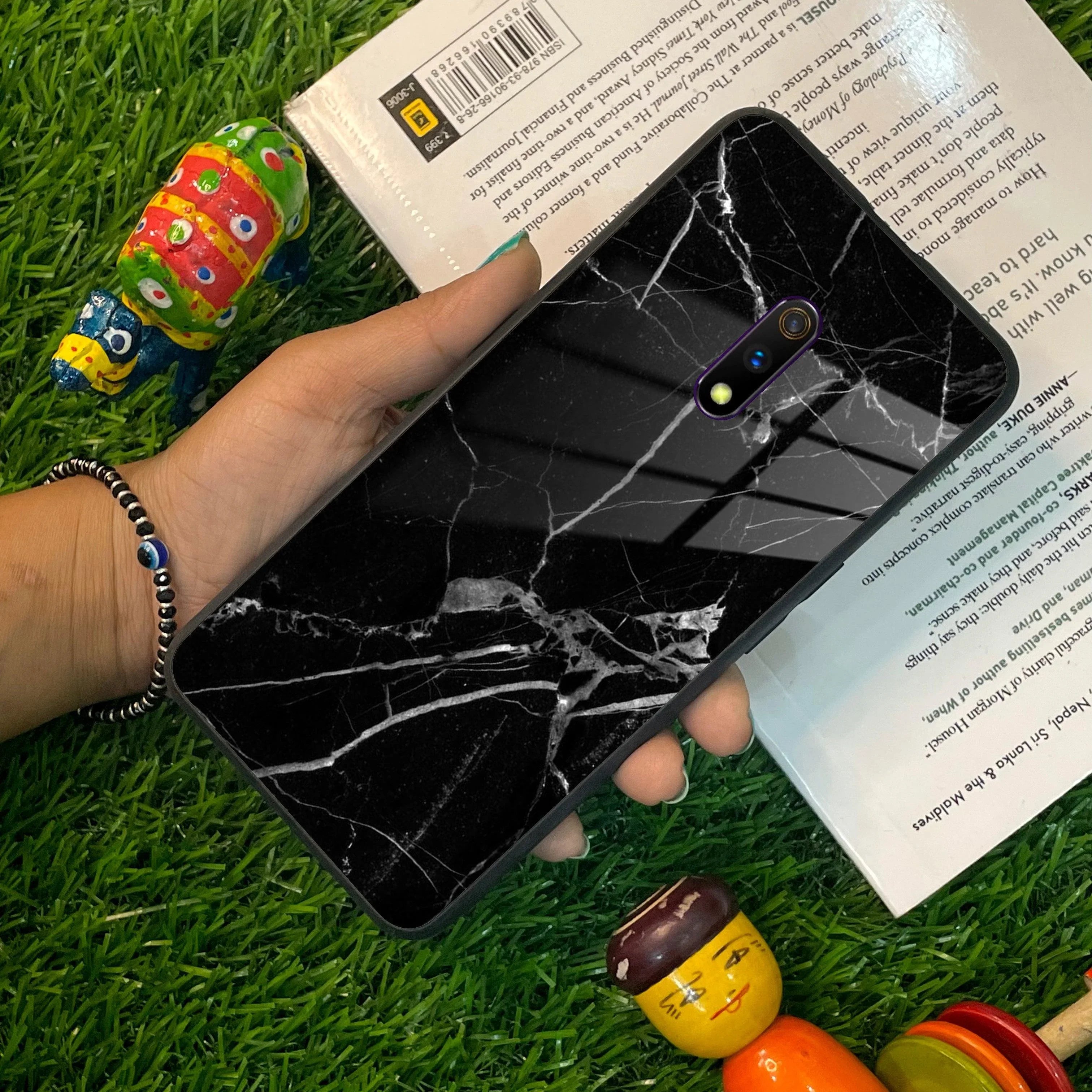 Black Marble Patter Glass Case Cover For Realme/Narzo - ShopOnCliQ
