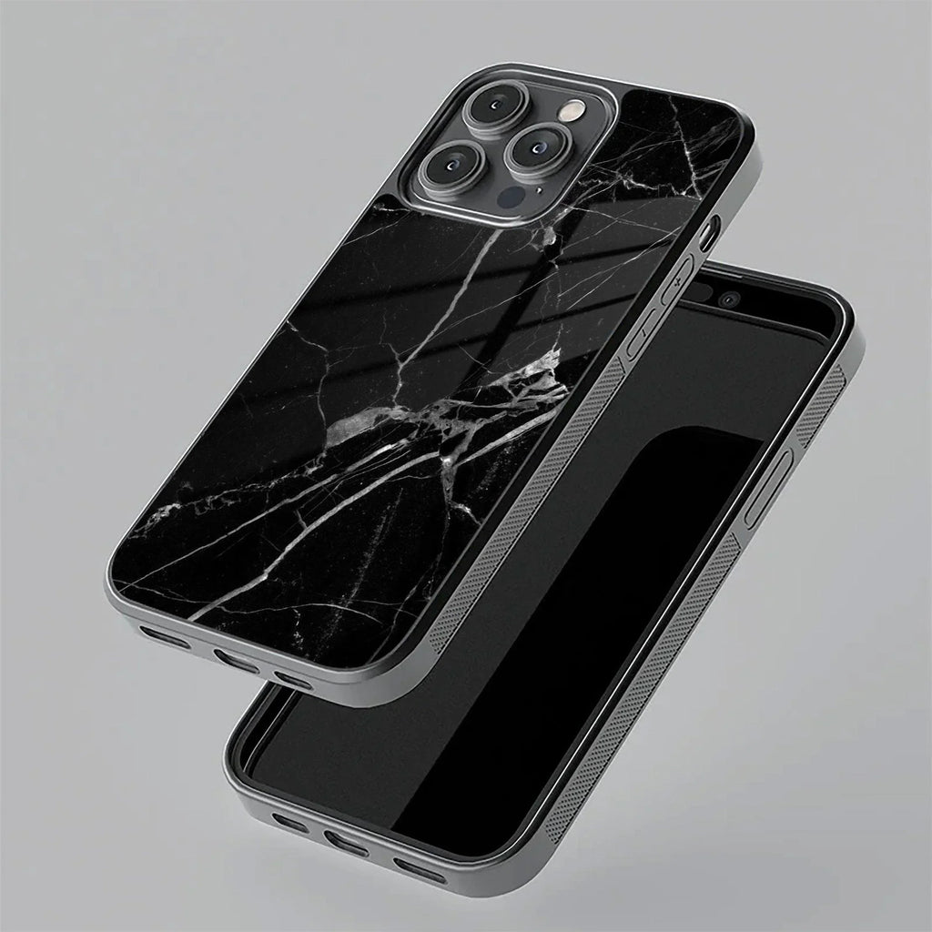 Black Marble Patter Glass Case Cover For iQOO - ShopOnCliQ
