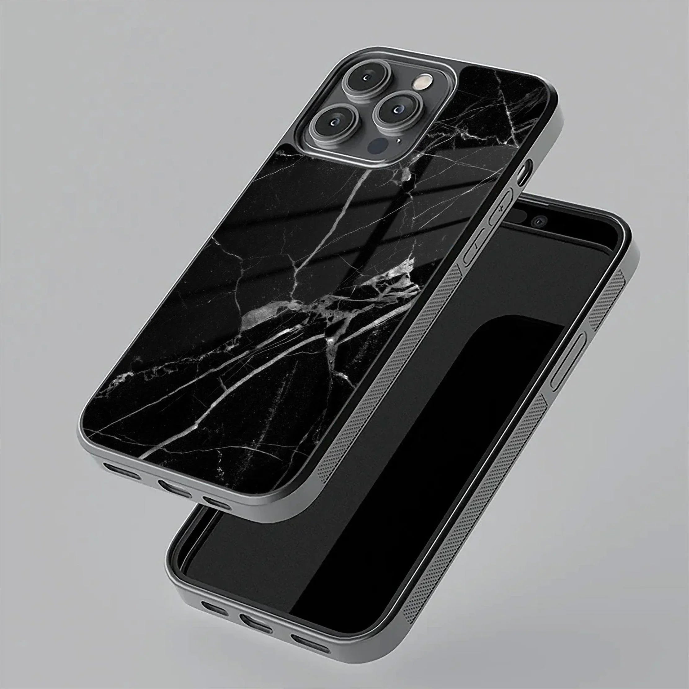 Black Marble Patter Glass Case Cover For iQOO - ShopOnCliQ