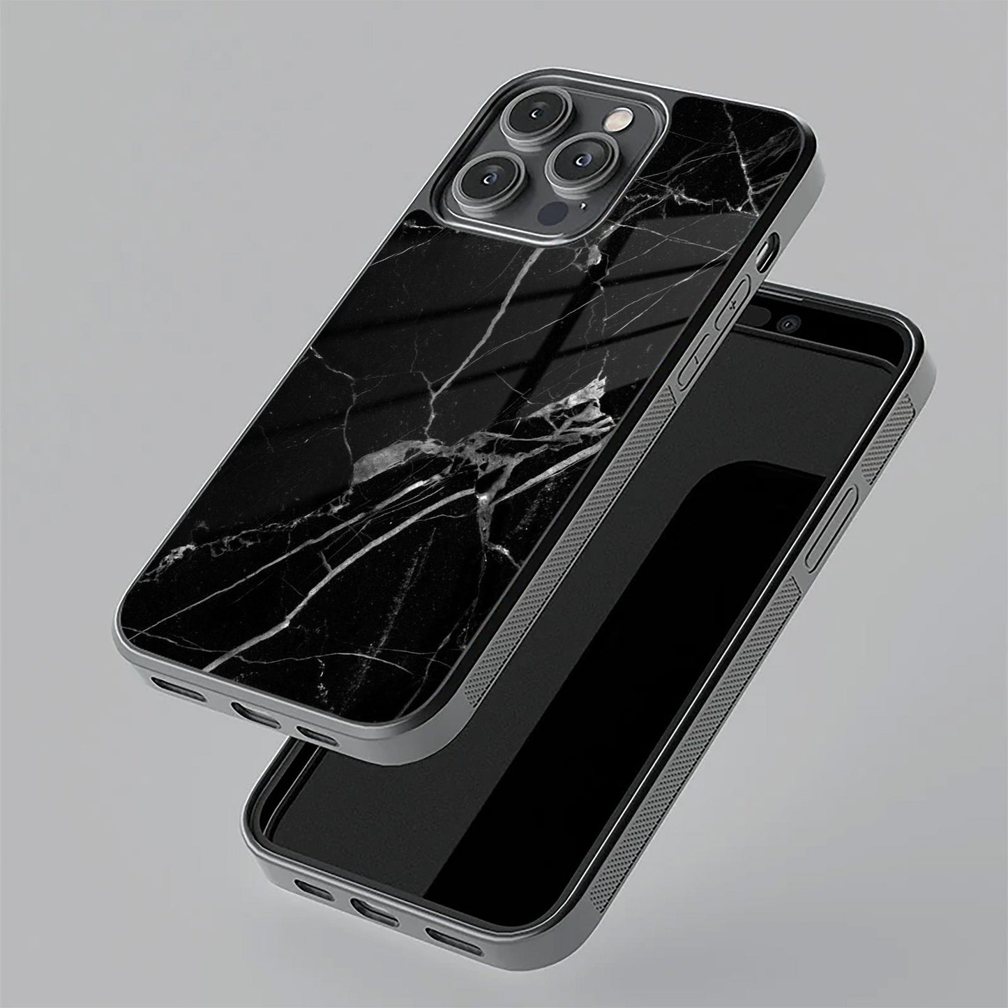 Black Marble Patter Glass Case Cover  For Vivo ShopOnCliQ