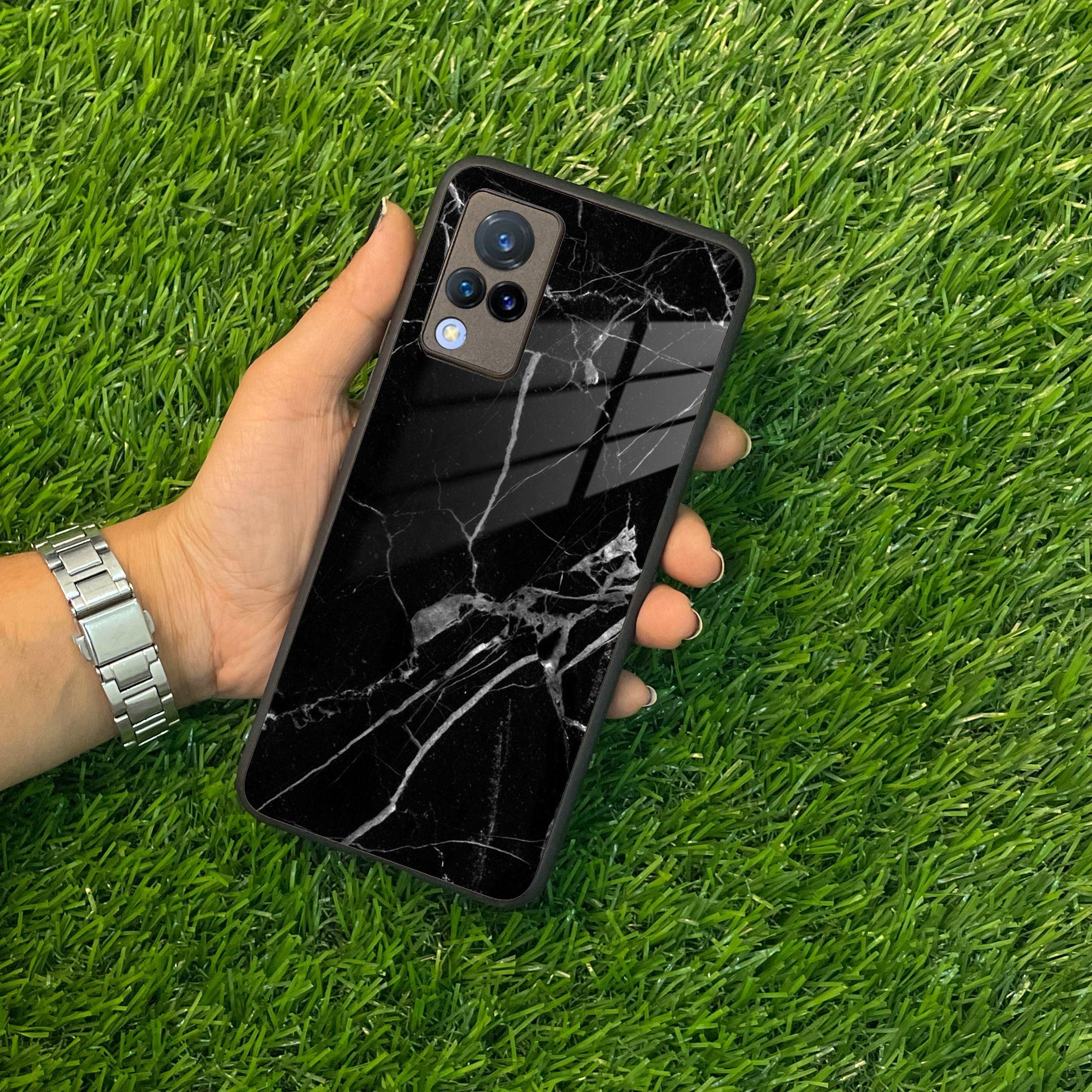 Black Marble Patter Glass Case Cover For Vivo - ShopOnCliQ