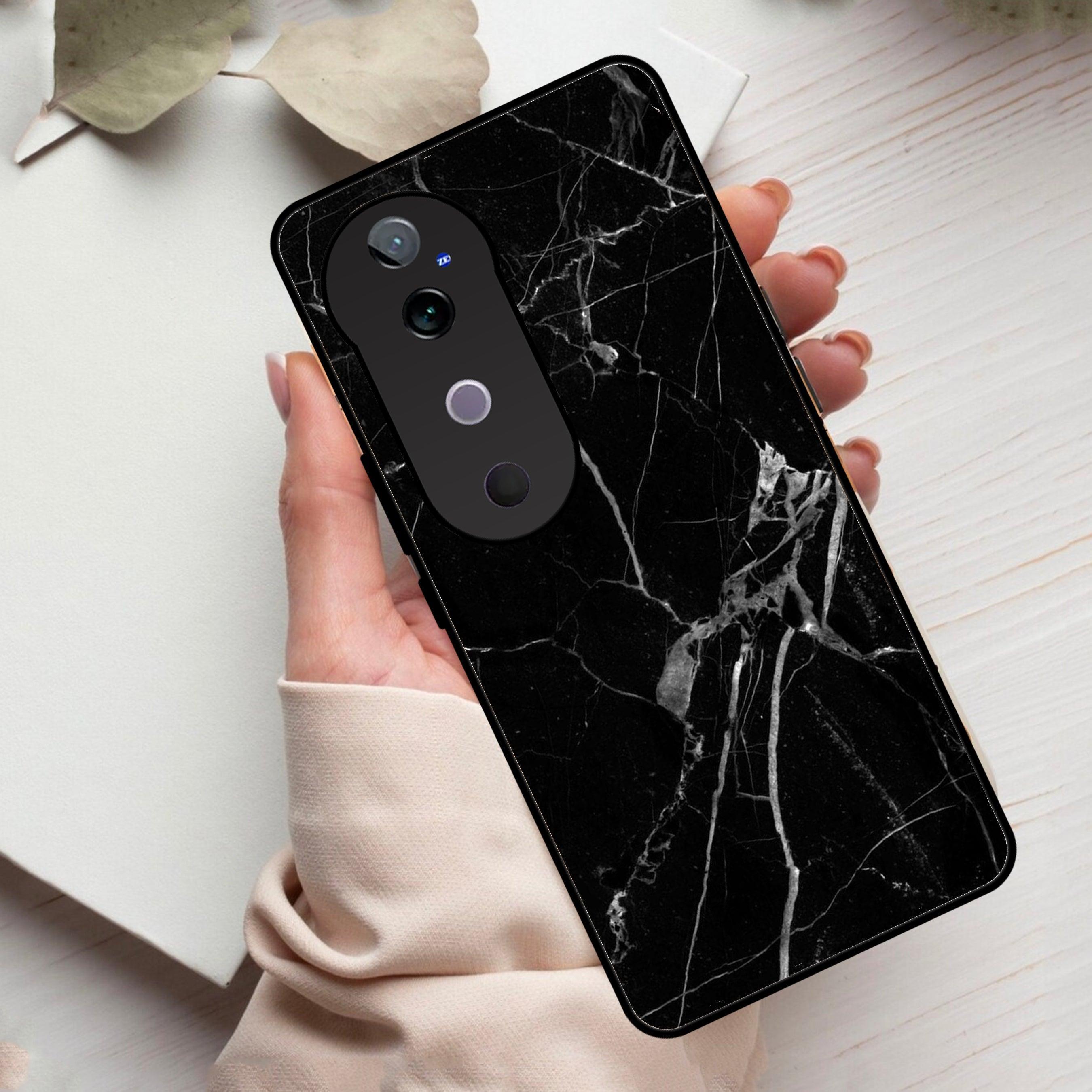 Black Marble Patter Glass Case Cover For Vivo - ShopOnCliQ