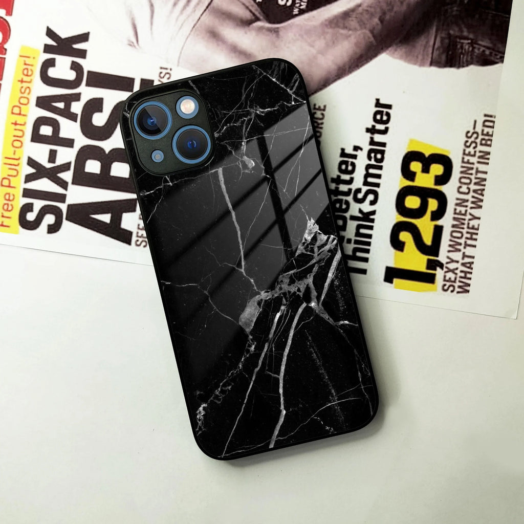 Black Marble Patter Glass Case Cover For iPhone - ShopOnCliQ