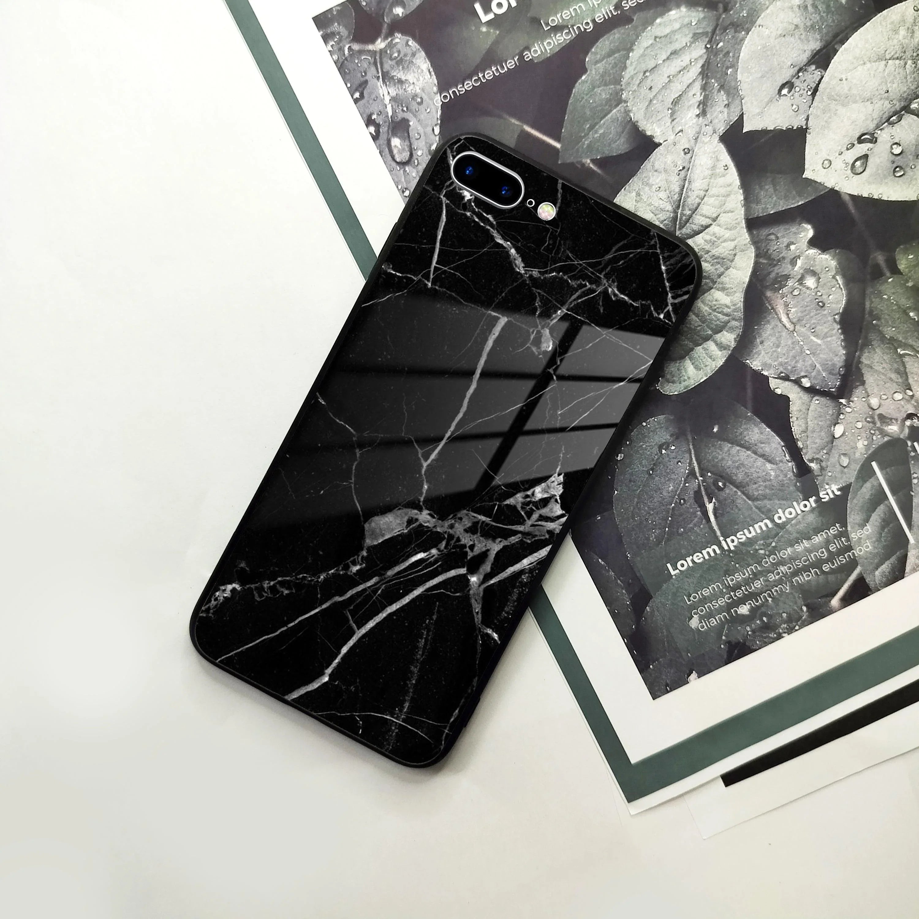 Black Marble Patter Glass Case Cover For iPhone - ShopOnCliQ