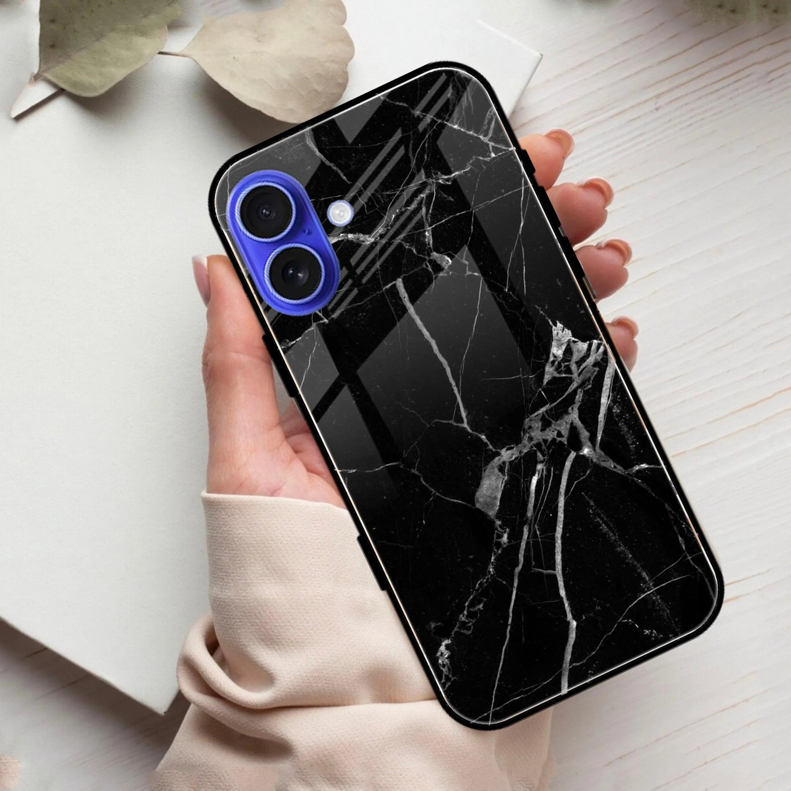 Black Marble Patter Glass Case Cover For iPhone - ShopOnCliQ