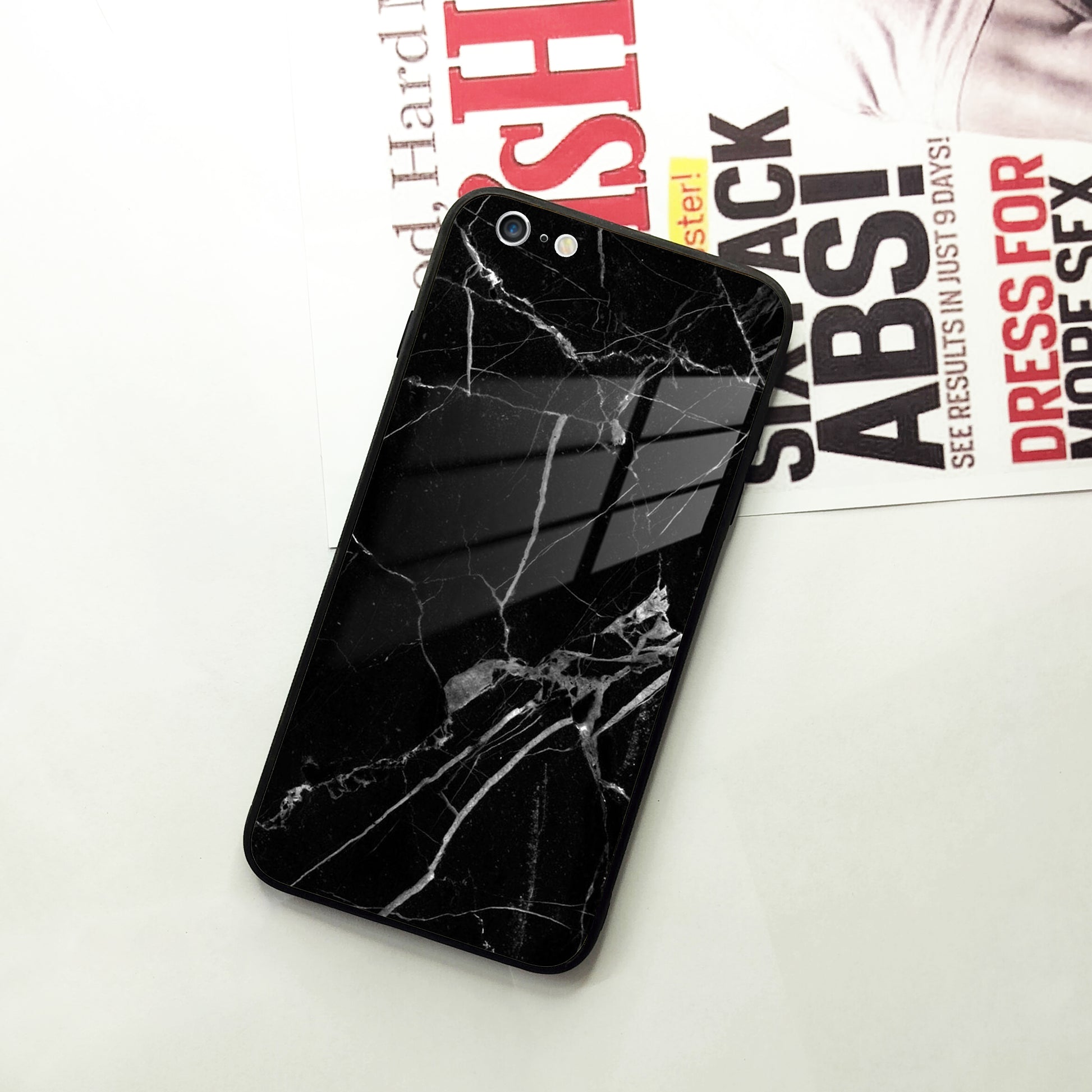 Black Marble Patter Glass Case Cover For iPhone ShopOnCliQ