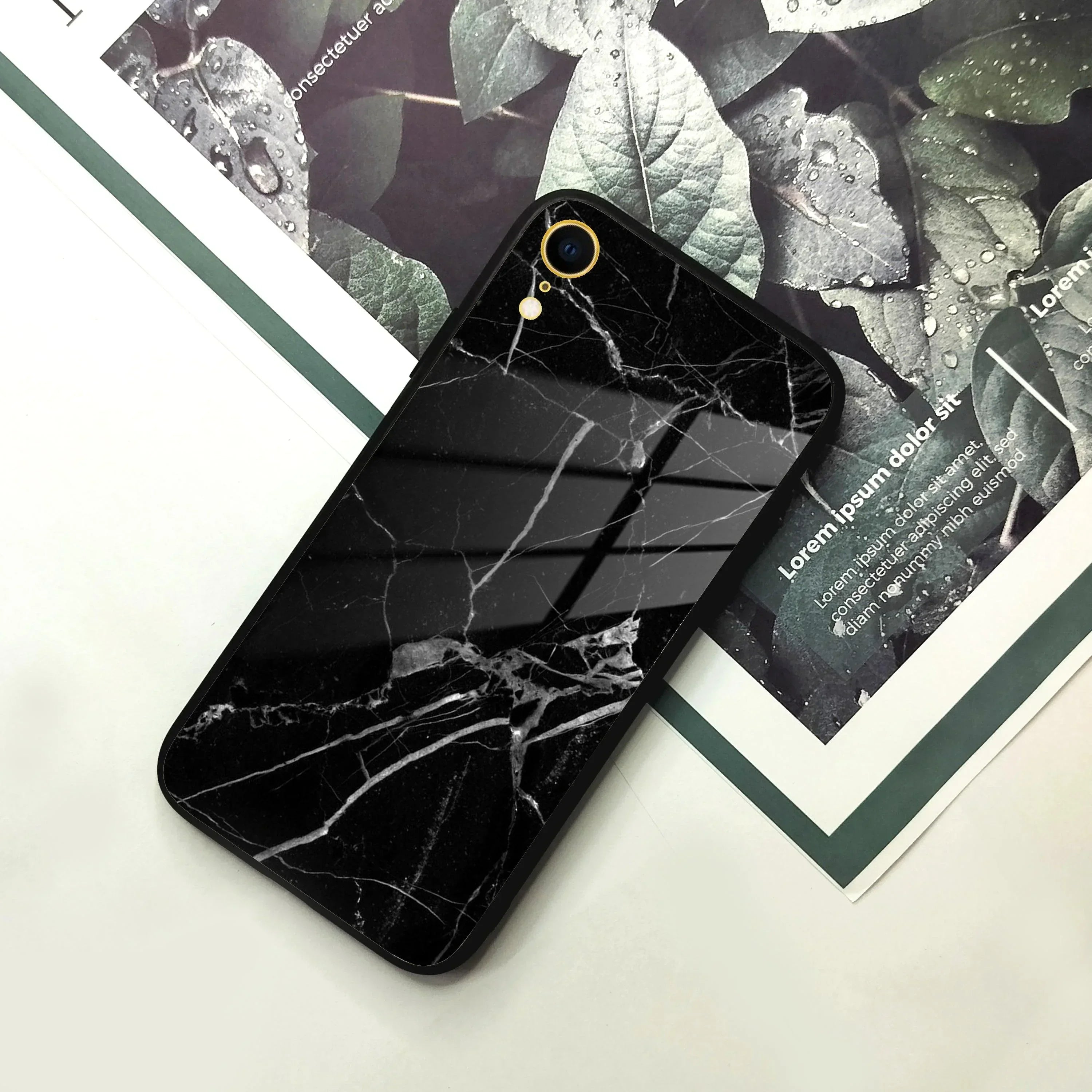 Black Marble Patter Glass Case Cover For iPhone - ShopOnCliQ