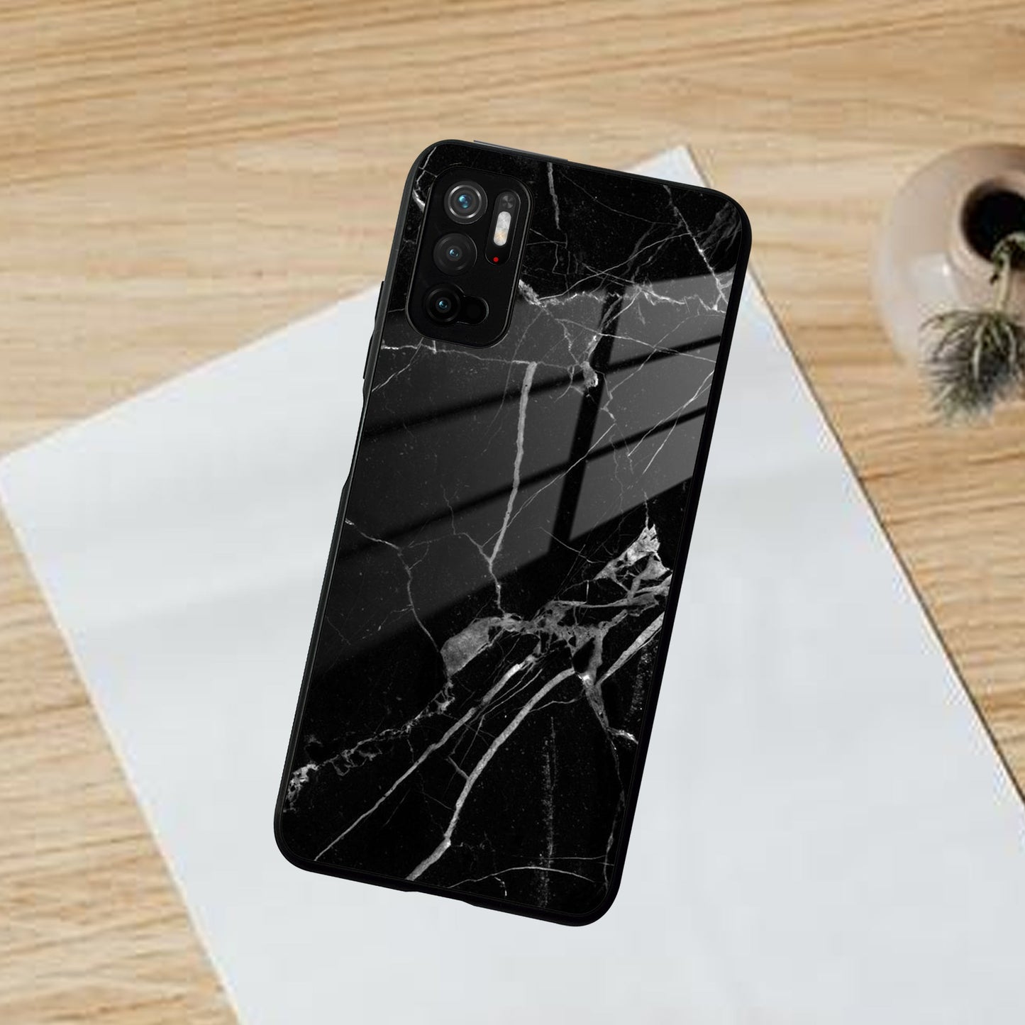 Black Marble Patter Glass Case Cover for Poco - ShopOnCliQ