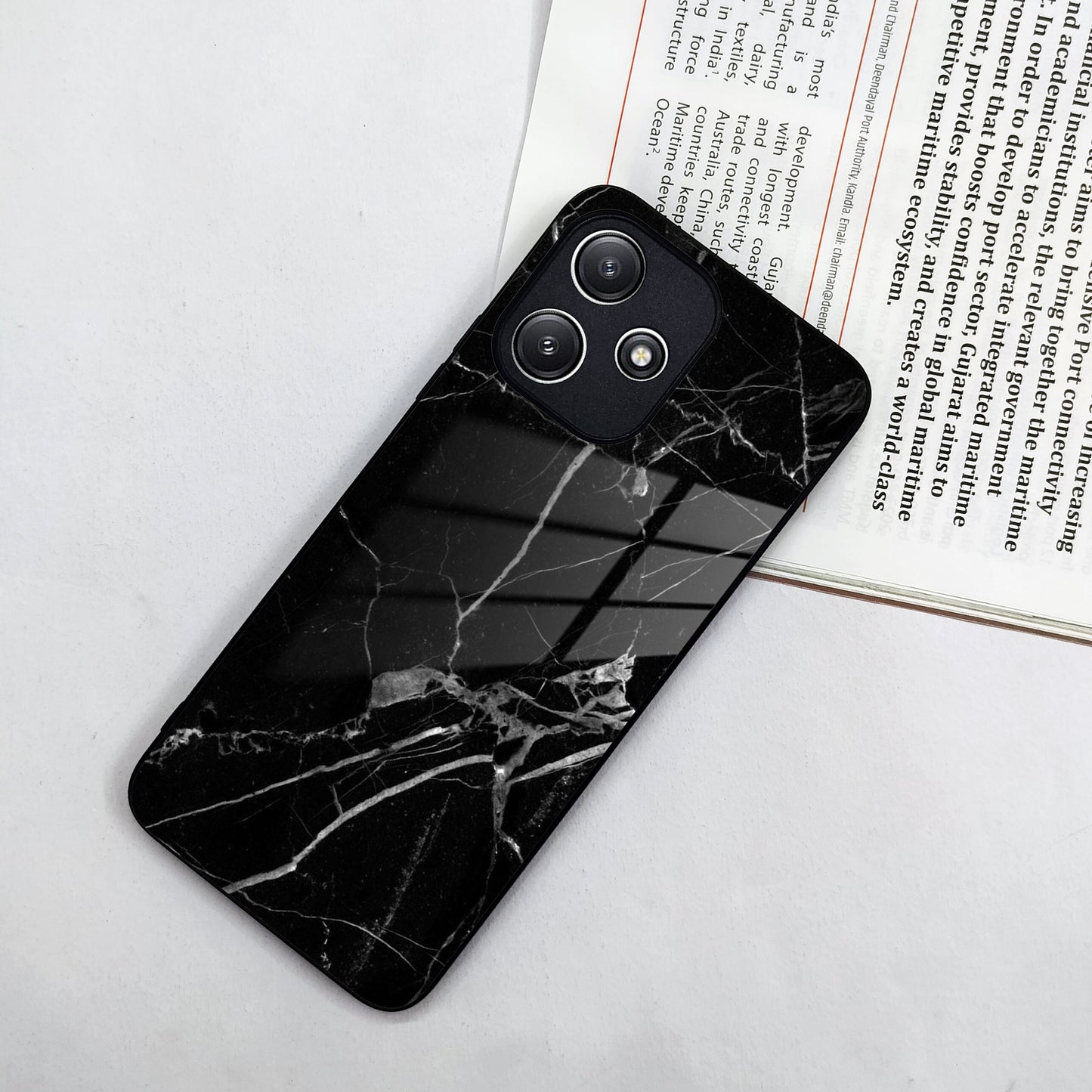 Black Marble Patter Glass Case Cover for Poco - ShopOnCliQ