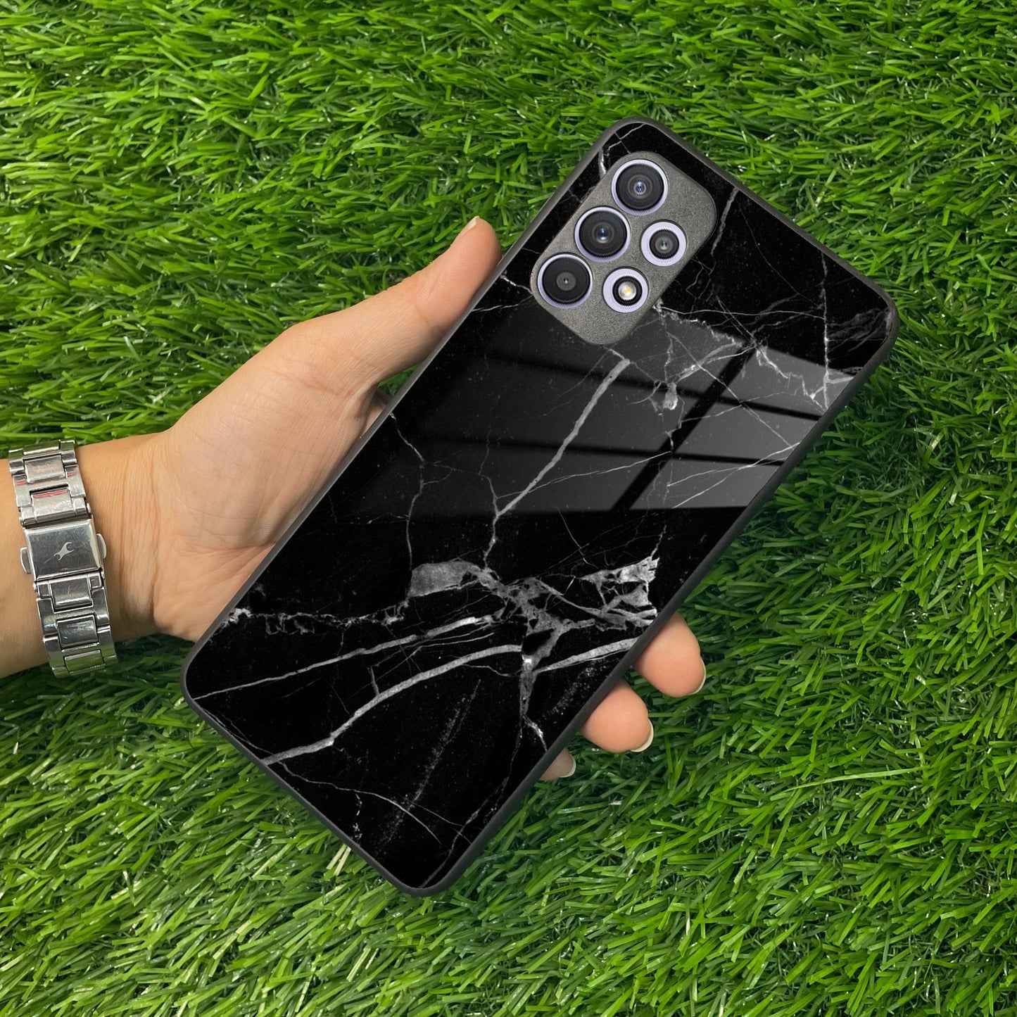 Black Marble Patter Glass Case Cover for Samsung ShopOnCliQ
