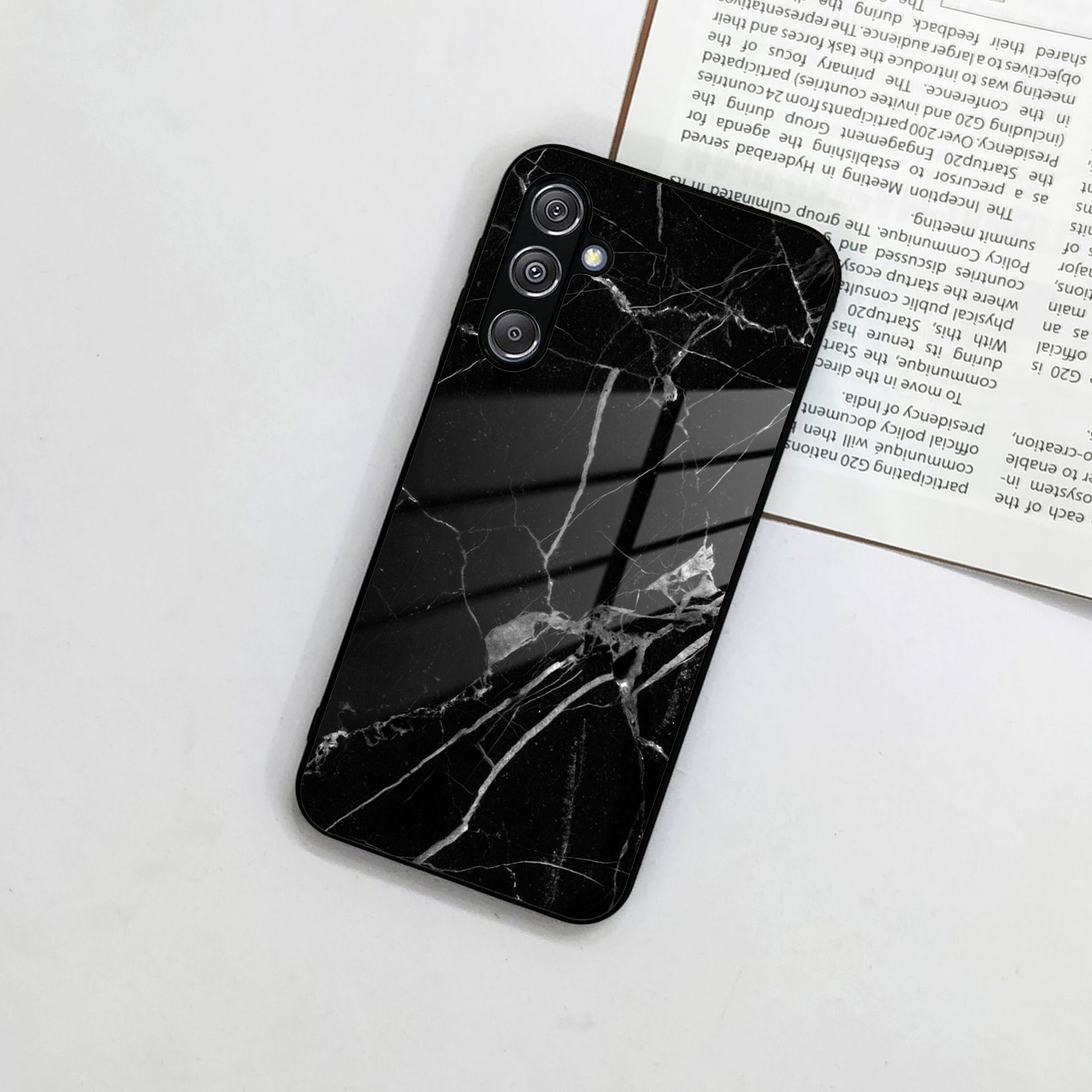 Black Marble Patter Glass Case Cover for Samsung ShopOnCliQ