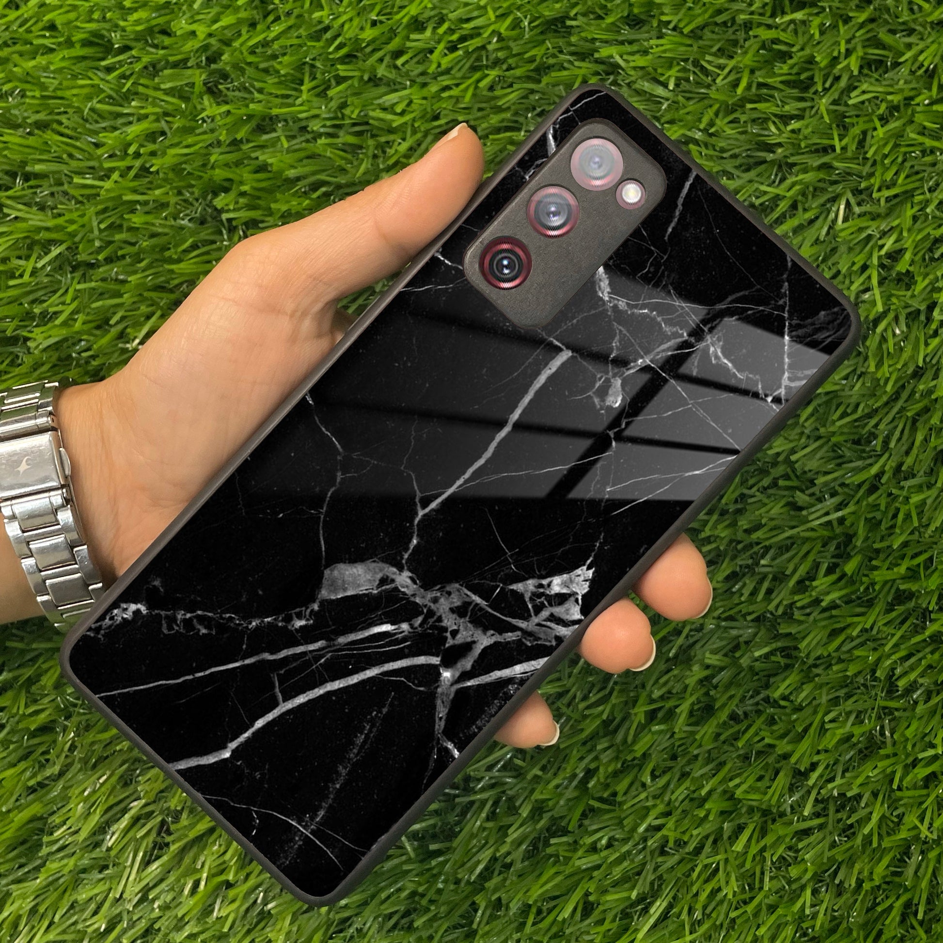 Black Marble Patter Glass Case Cover for Samsung ShopOnCliQ