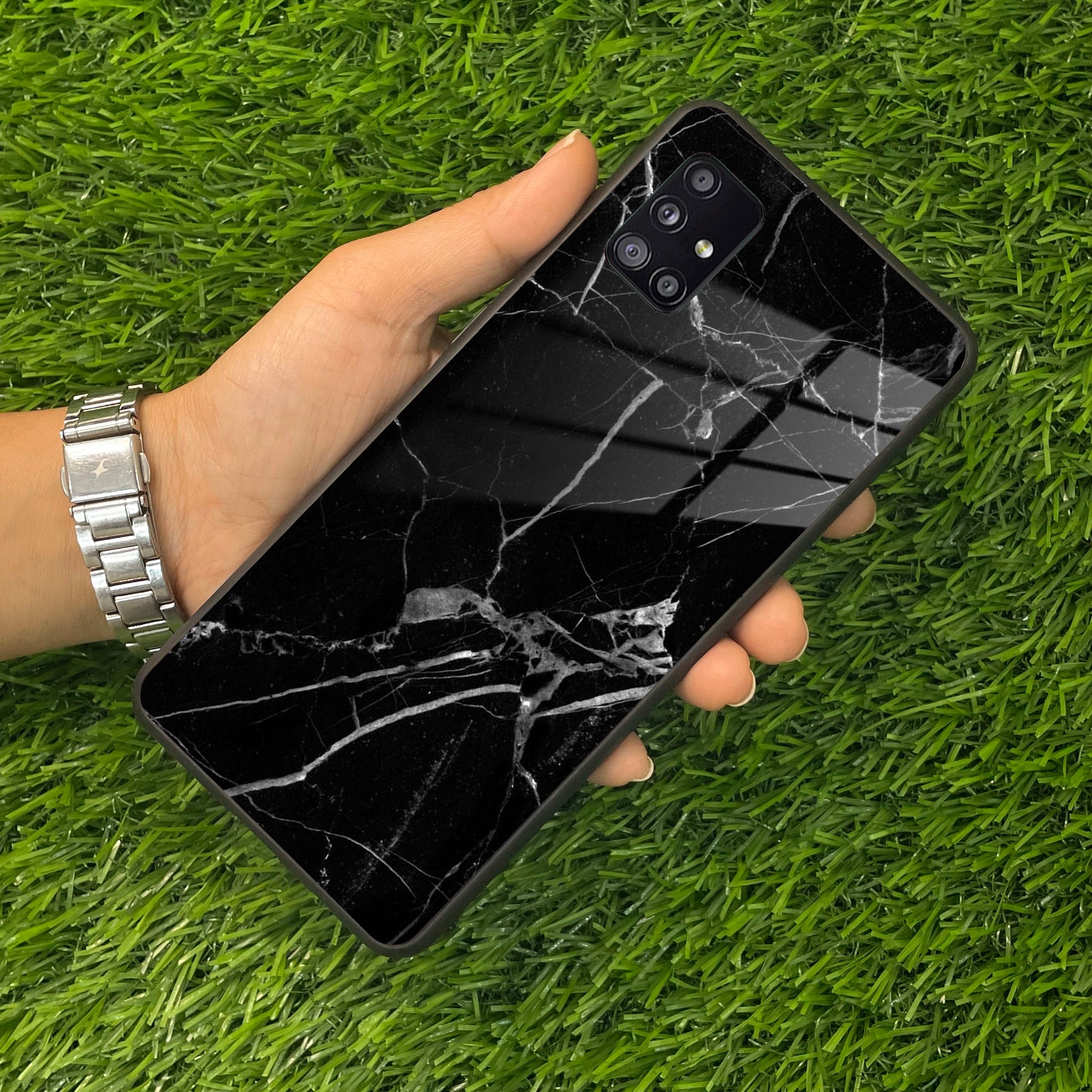 Black Marble Patter Glass Case Cover for Samsung ShopOnCliQ