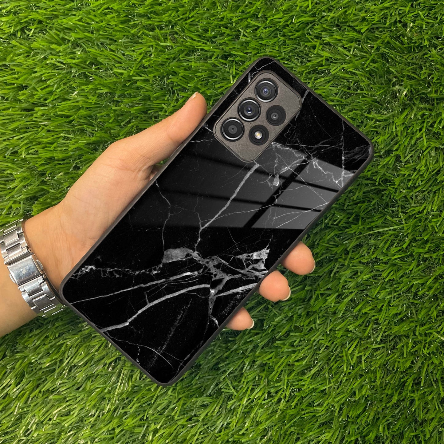 Black Marble Patter Glass Case Cover for Samsung ShopOnCliQ