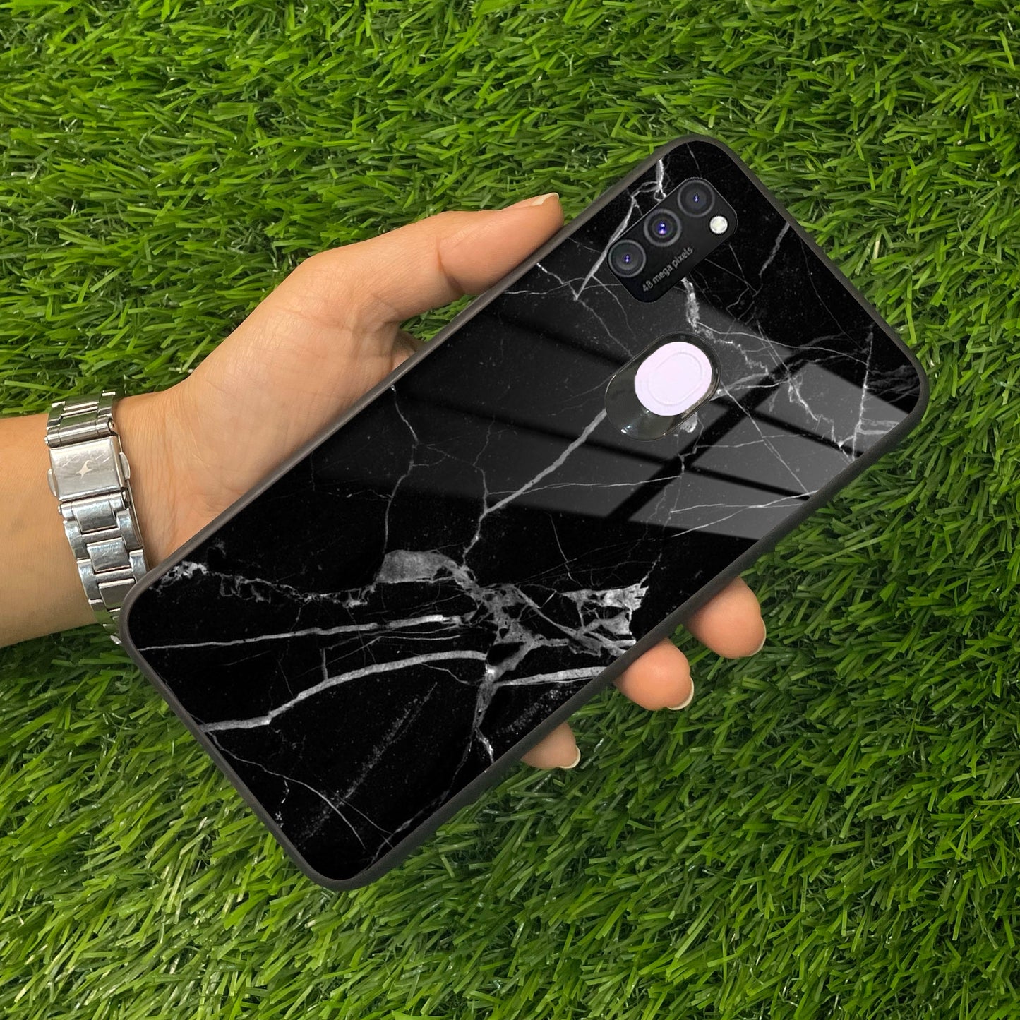 Black Marble Patter Glass Case Cover for Samsung ShopOnCliQ