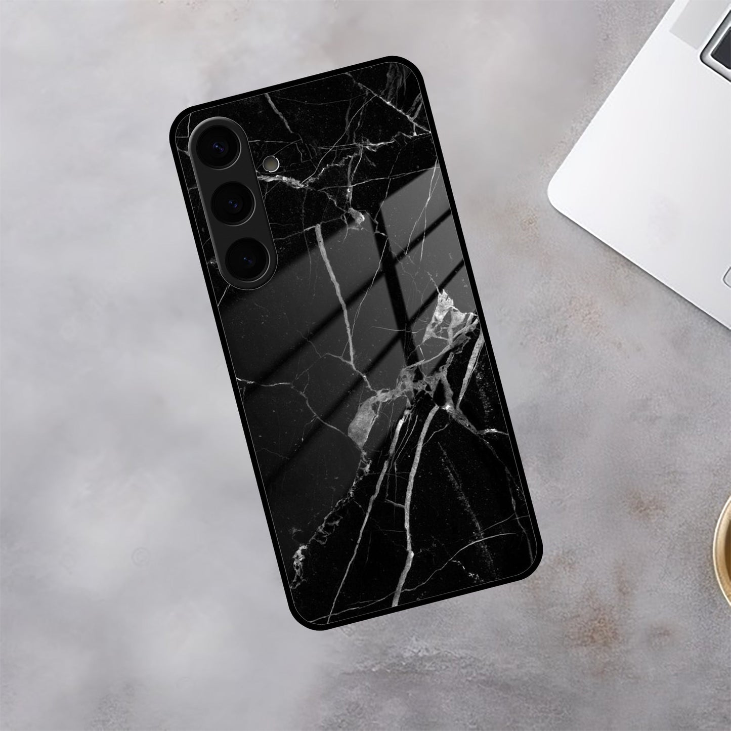 Black Marble Patter Glass Case Cover for Samsung ShopOnCliQ