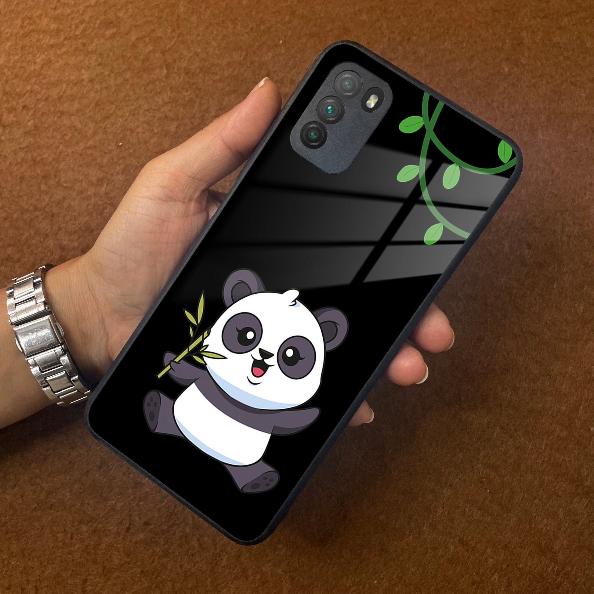 Black Panda Glass Phone Case For Poco ShopOnCliQ